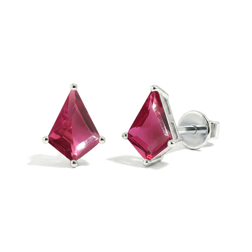 Pink Tourmaline Kite Stud Earrings in 925 Sterling Silver 7x5 MM 1.50ct
