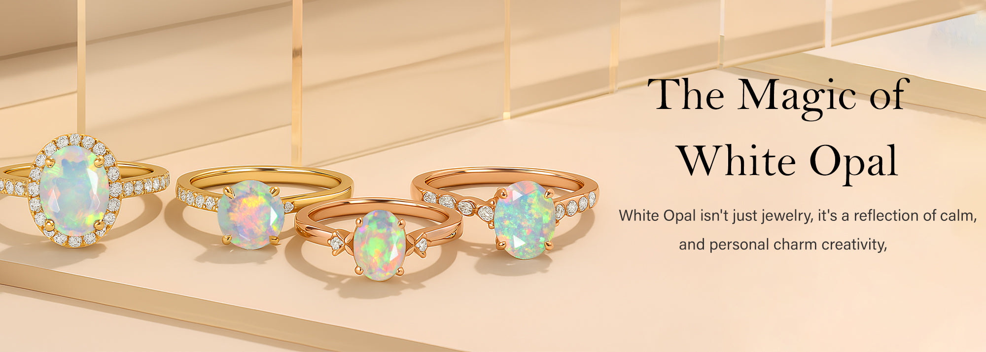Luxury white opal rings with gold band – timeless gemstone jewelry for women