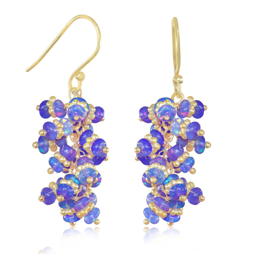Lavender Opal Chakri Cluster Earrings