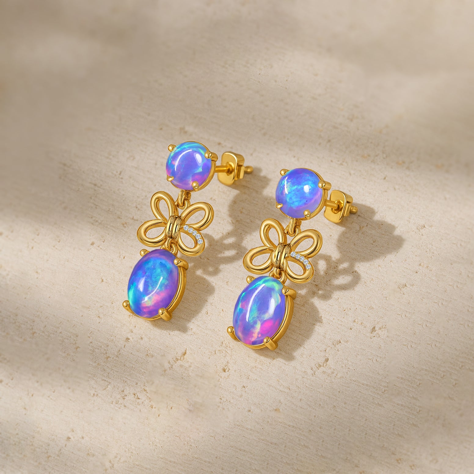 AAA Lavender Opal Butterfly Style Stud Earrings - Goodstone Jewels