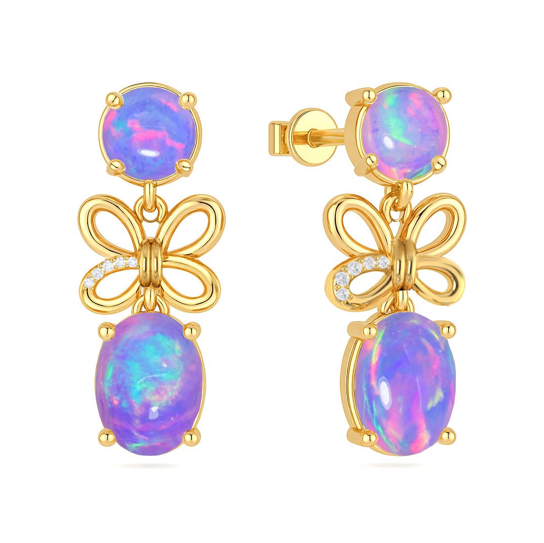 AAA Lavender Opal Butterfly Style Stud Earrings - Goodstone Jewels
