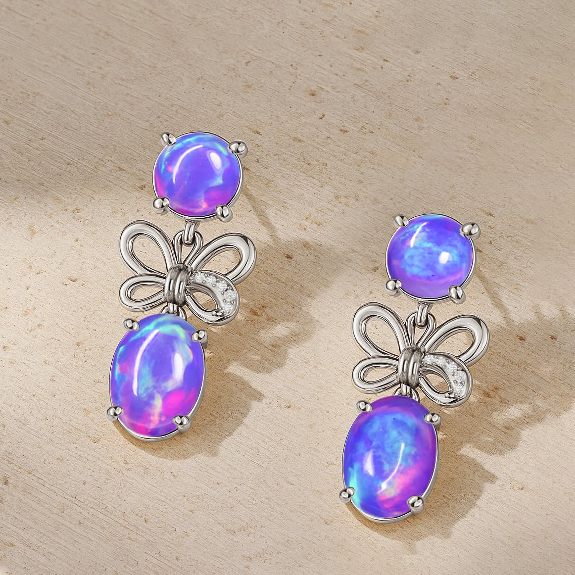 AAA Lavender Opal Butterfly Style Stud Earrings - Goodstone Jewels