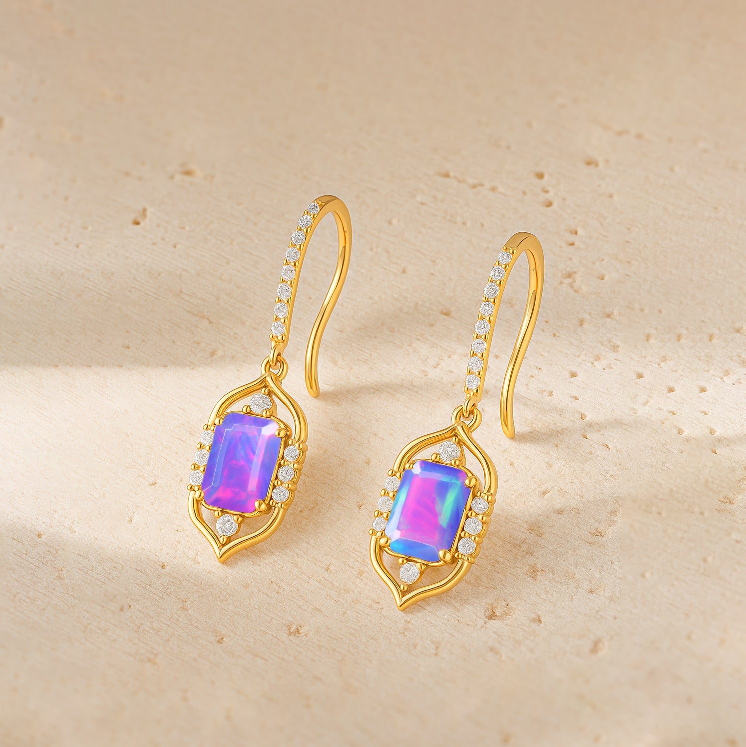 AAA Lavender Opal Gemstone Drop and Dangle Earrings - Goodstone Jewels