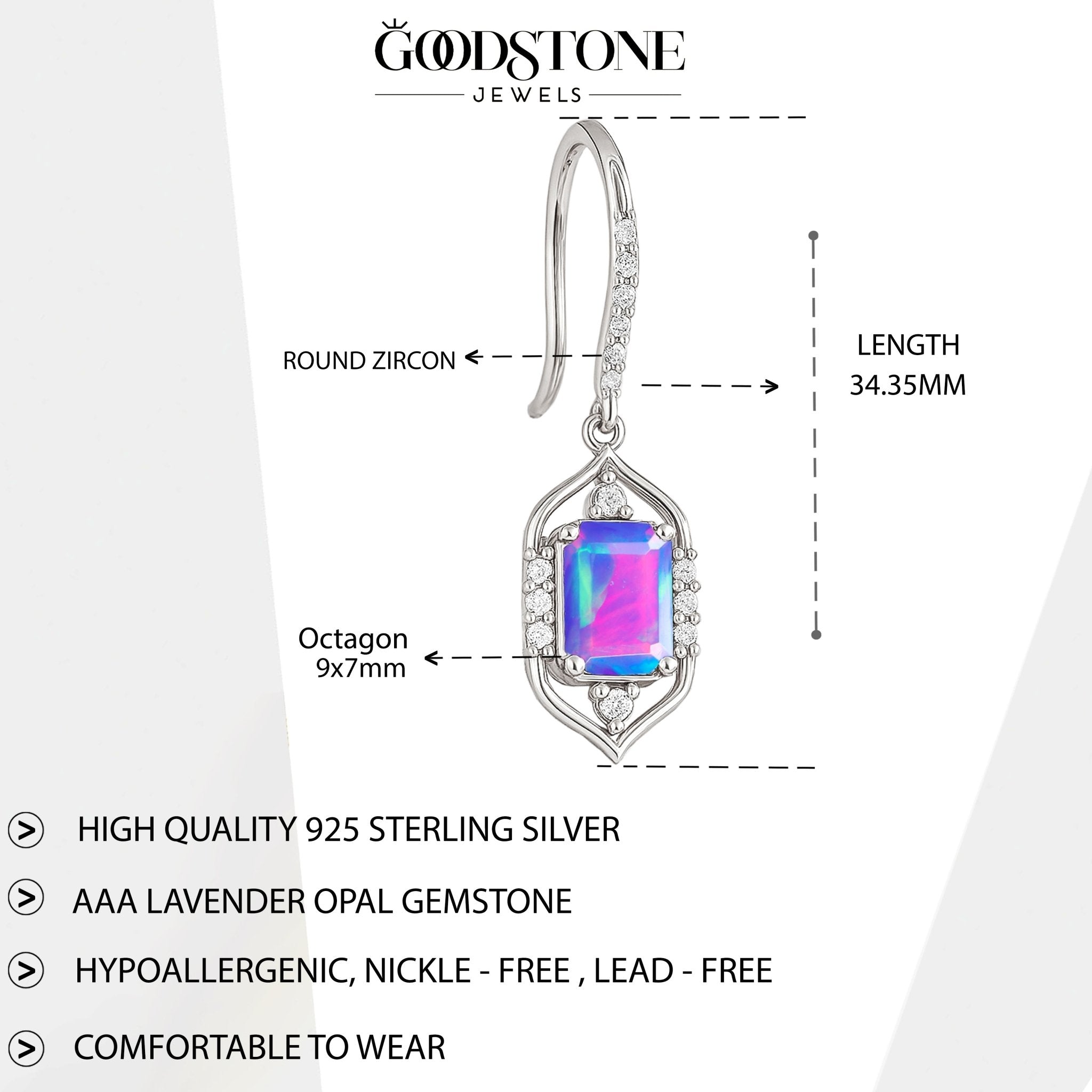 AAA Lavender Opal Gemstone Drop and Dangle Earrings - Goodstone Jewels