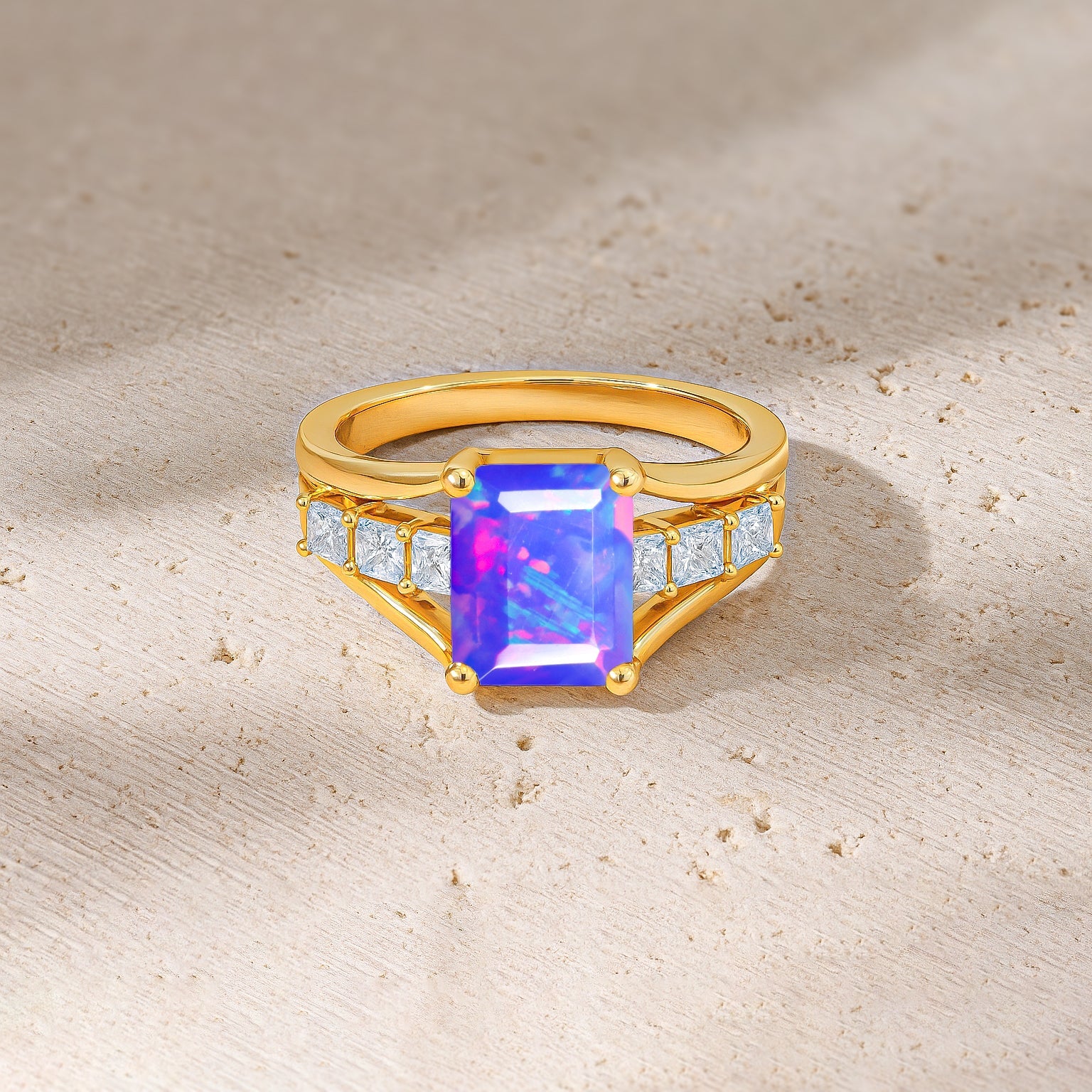 AAA Lavender Opal Octagon Gemstone Statement Ring - Goodstone Jewels