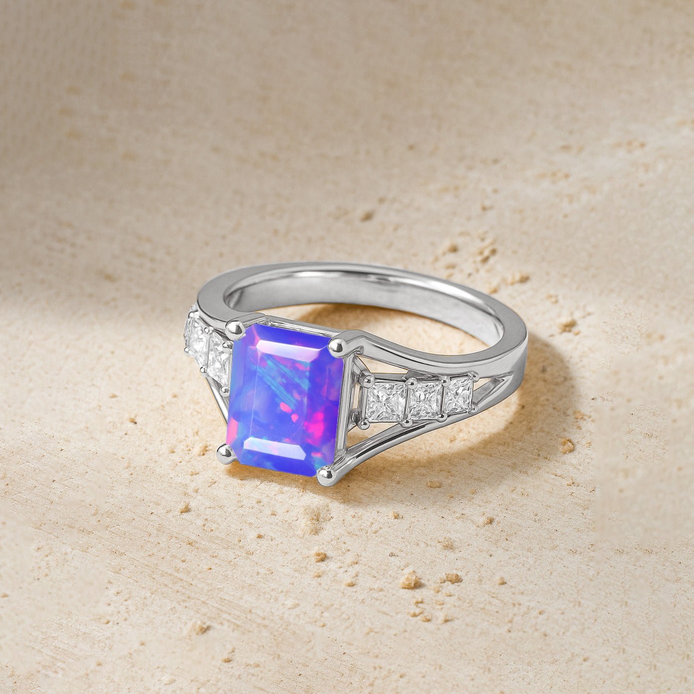 AAA Lavender Opal Octagon Gemstone Statement Ring - Goodstone Jewels