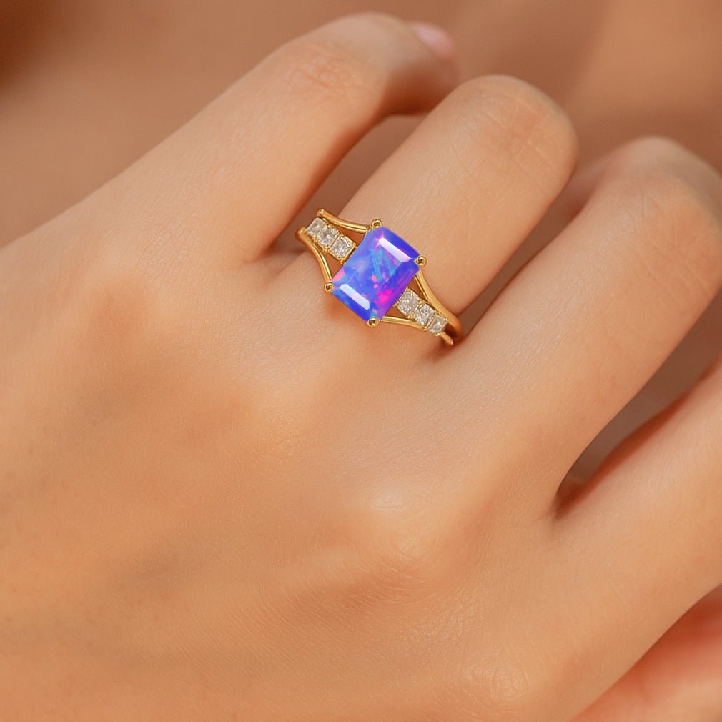 AAA Lavender Opal Octagon Gemstone Statement Ring - Goodstone Jewels