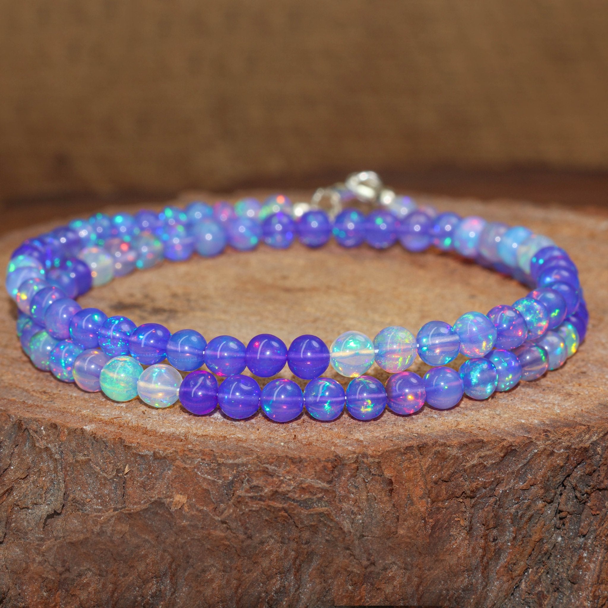 AAA Lavender Opal Round Gemstone Shaded Necklace - Goodstone Jewels