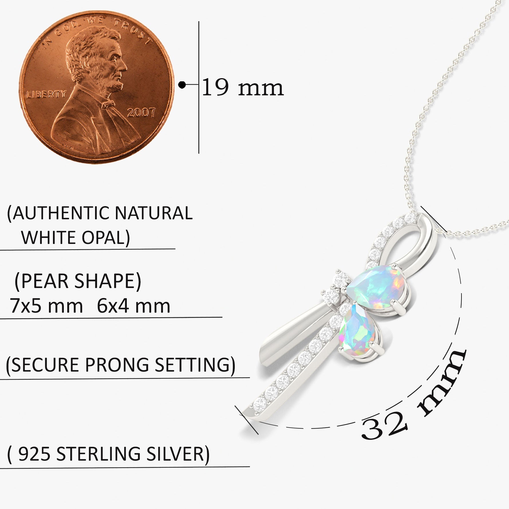 Authentic White Opal Pendant in Pearl Shape Necklace - Goodstone Jewels