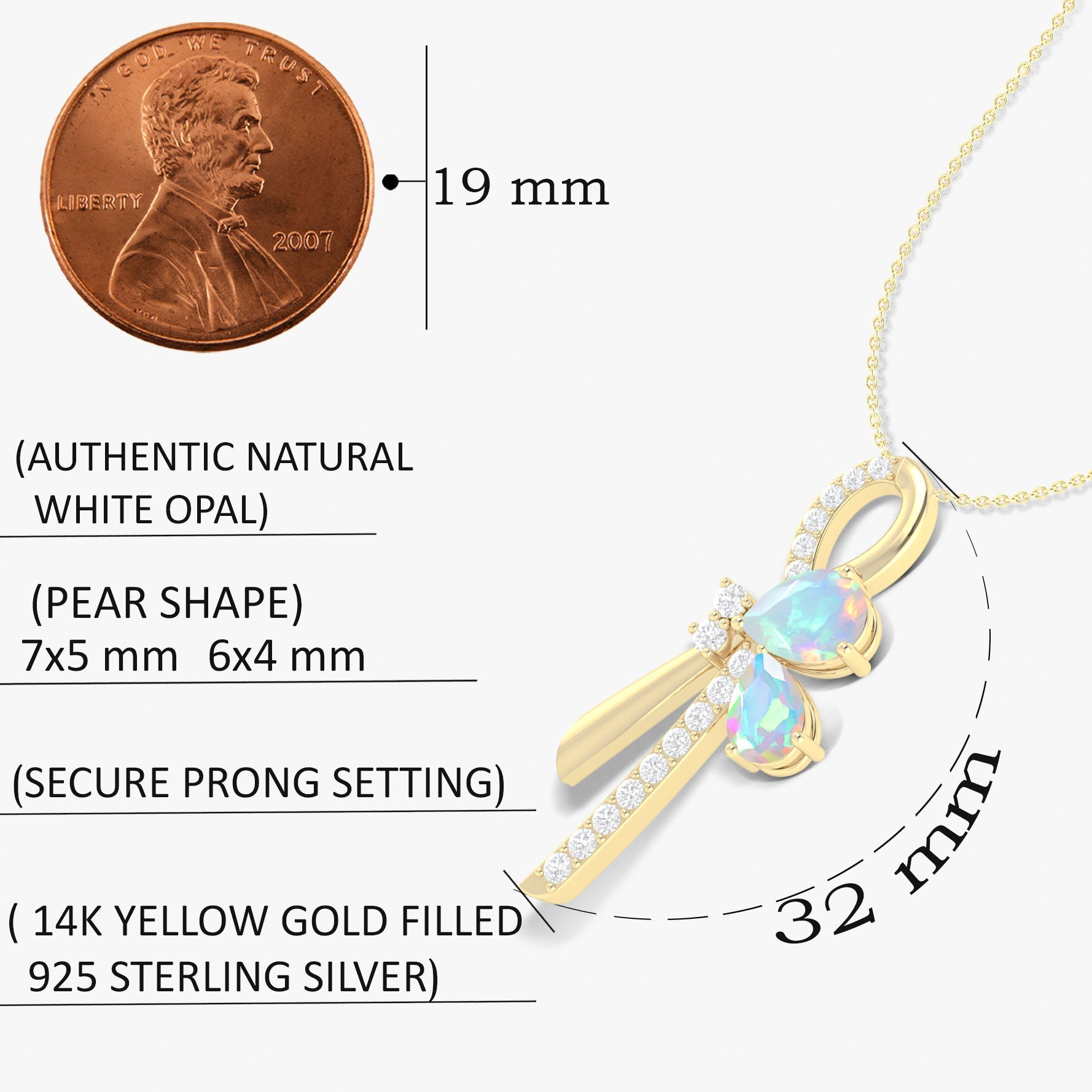 Authentic White Opal Pendant in Pearl Shape Necklace - Goodstone Jewels