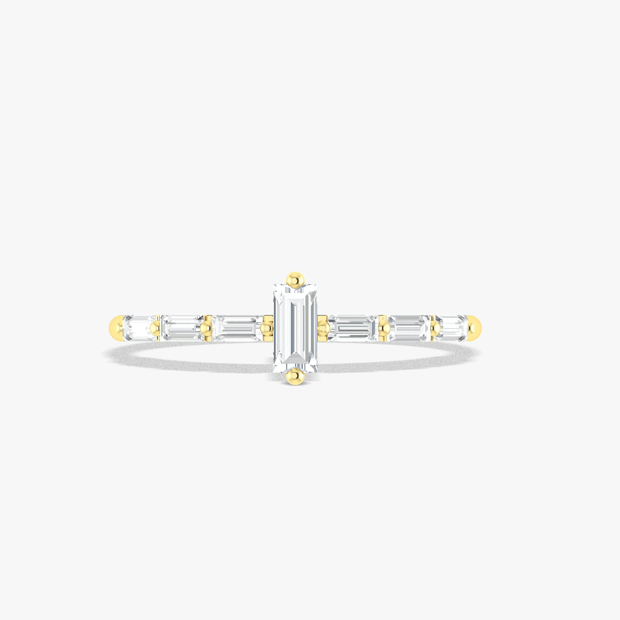 Baguette 7 Zircons in Elegant Prong Setting Ring - Goodstone Jewels