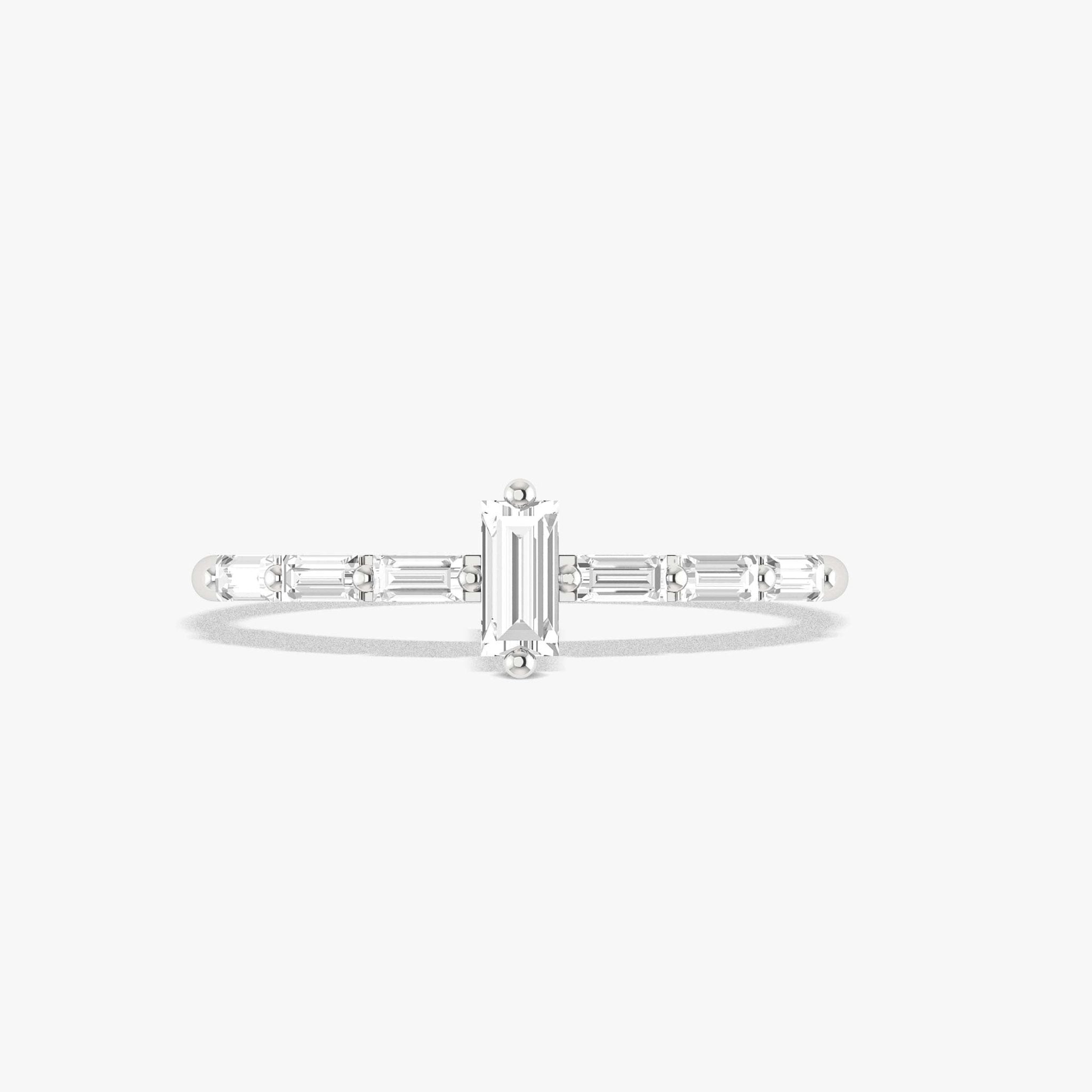 Baguette 7 Zircons in Elegant Prong Setting Ring - Goodstone Jewels