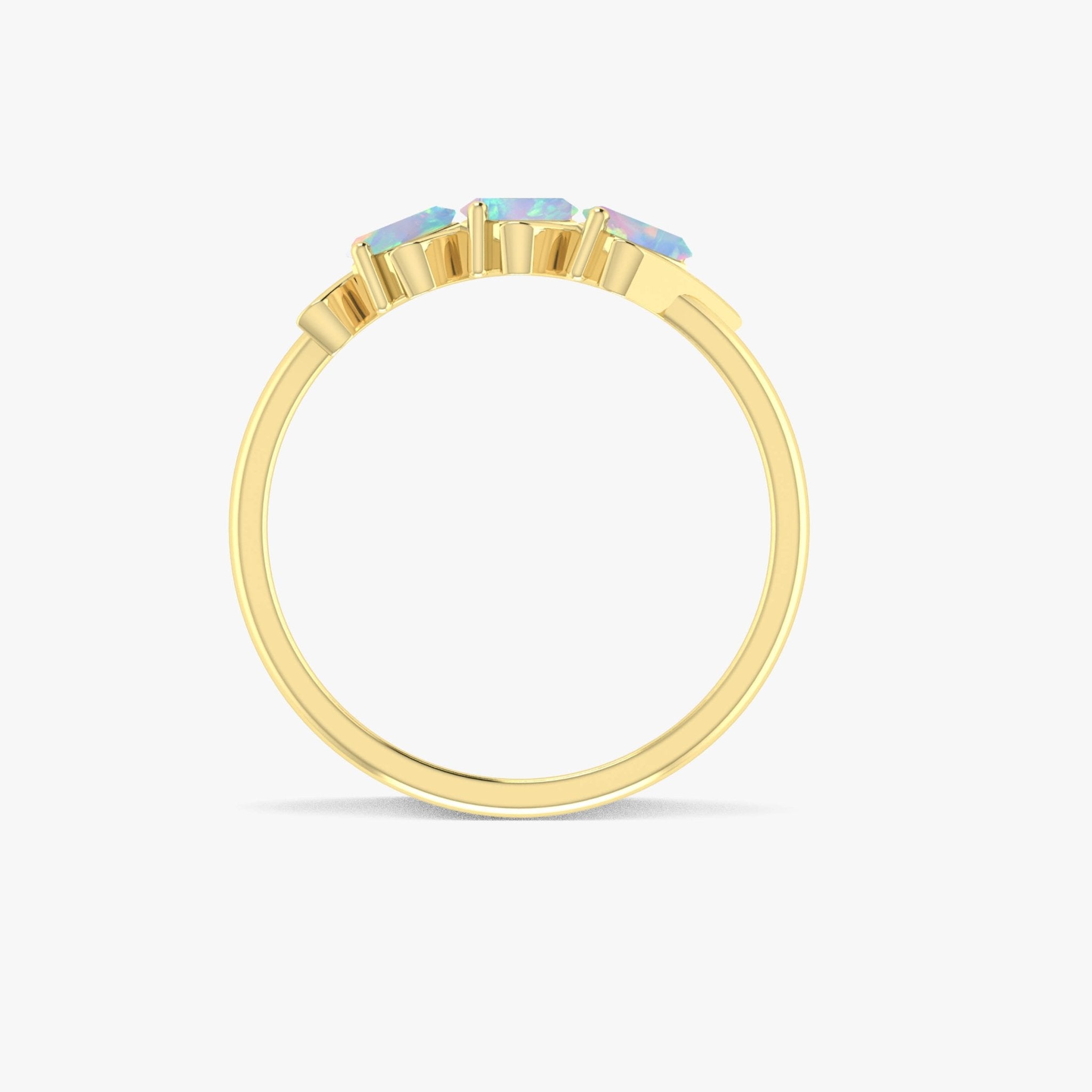 Baguette Cut Triple Stone White Opal Ring - Goodstone Jewels