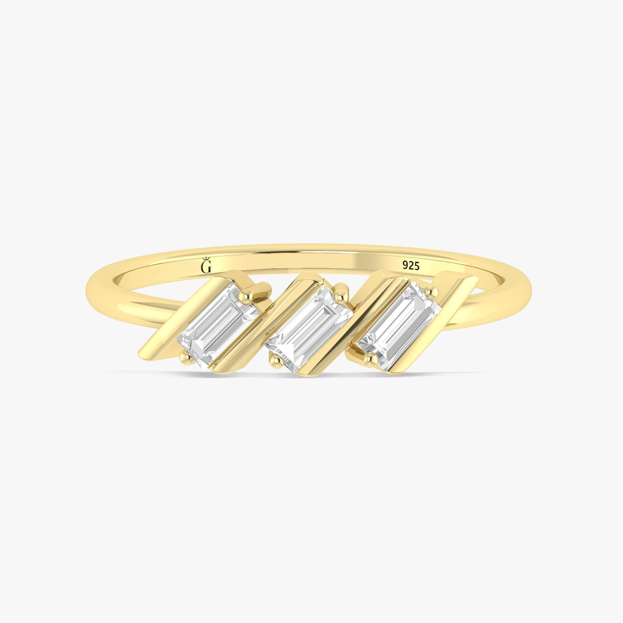 Baguette Cut Triple Zircon Ring - Goodstone Jewels