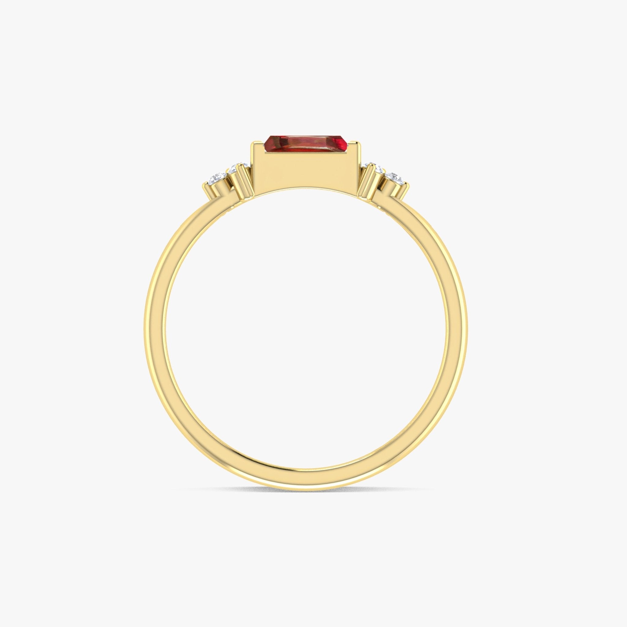 Baguette Shape Natural Ruby Designer Ring in Gold Filled & Sterling Silver - Goodstone Jewels