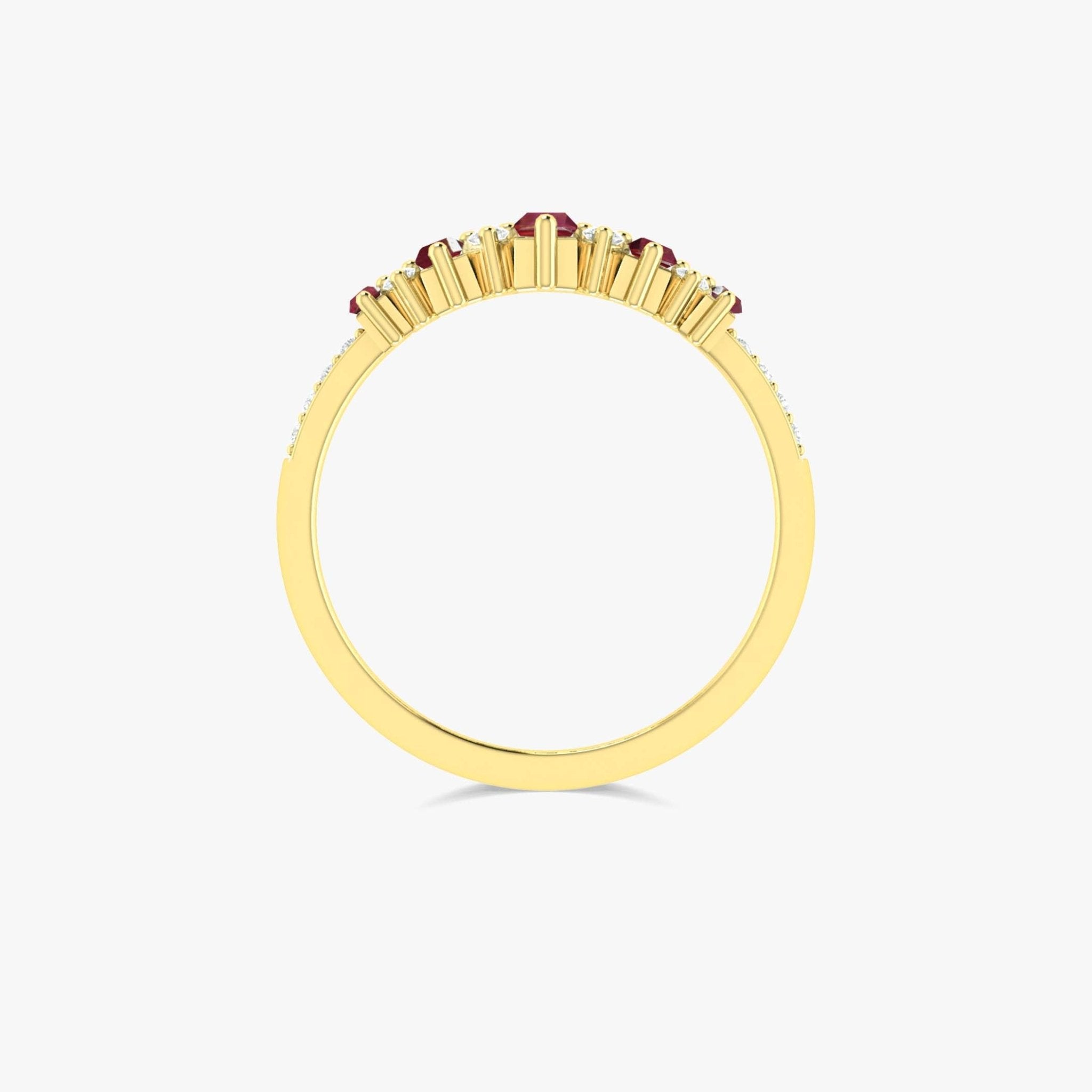 Baguette Shape Natural Ruby Half Eternity Engagement Ring - Goodstone Jewels