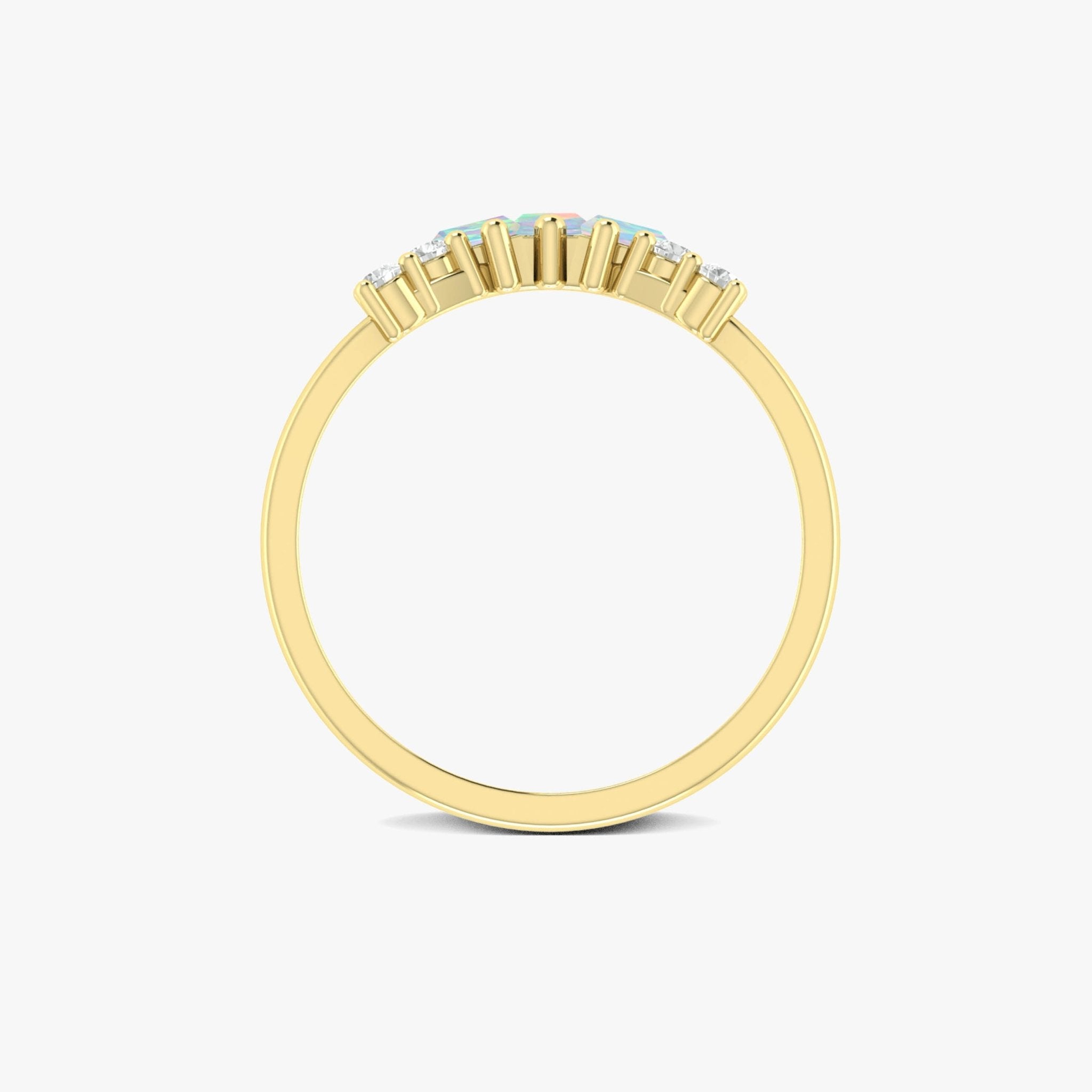 Baguette White Opal Ring with CZ - Goodstone Jewels