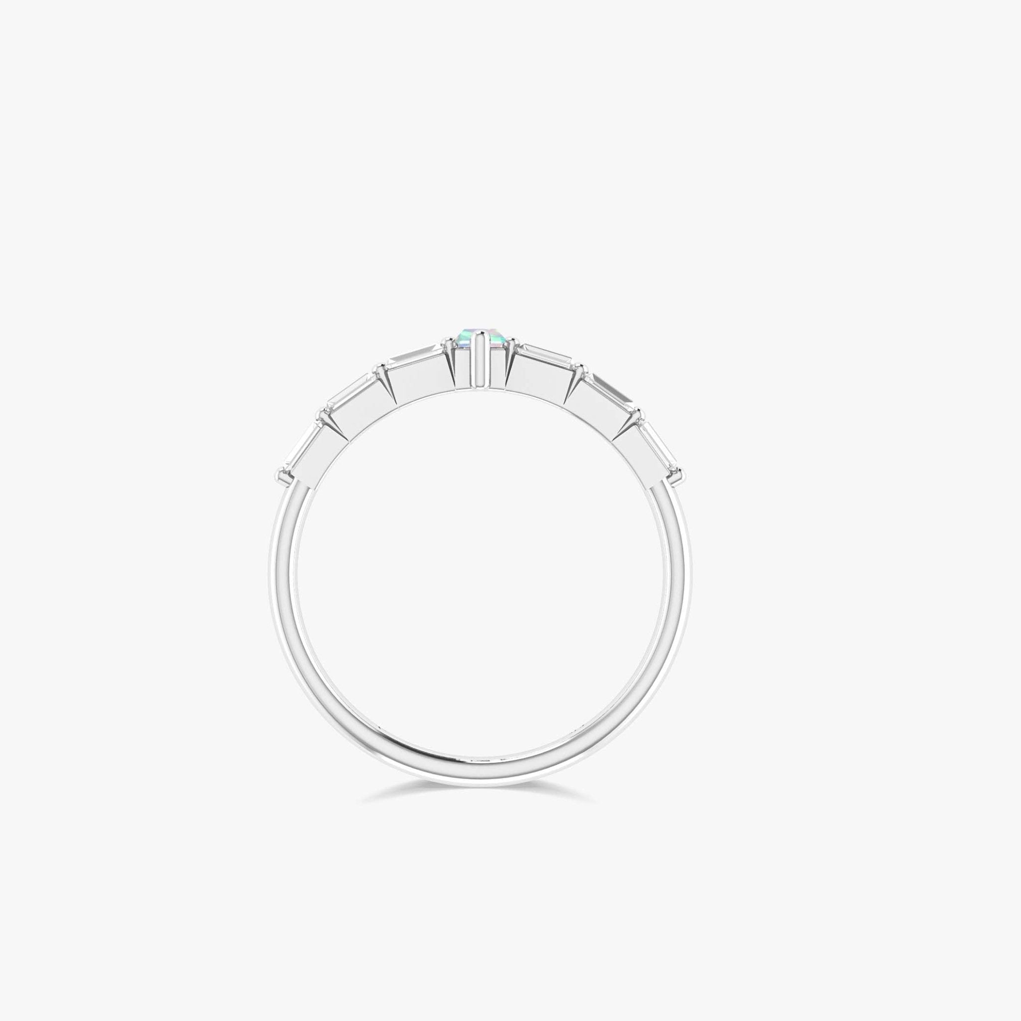 Baguette White Opal & Zircon Ring - Goodstone Jewels
