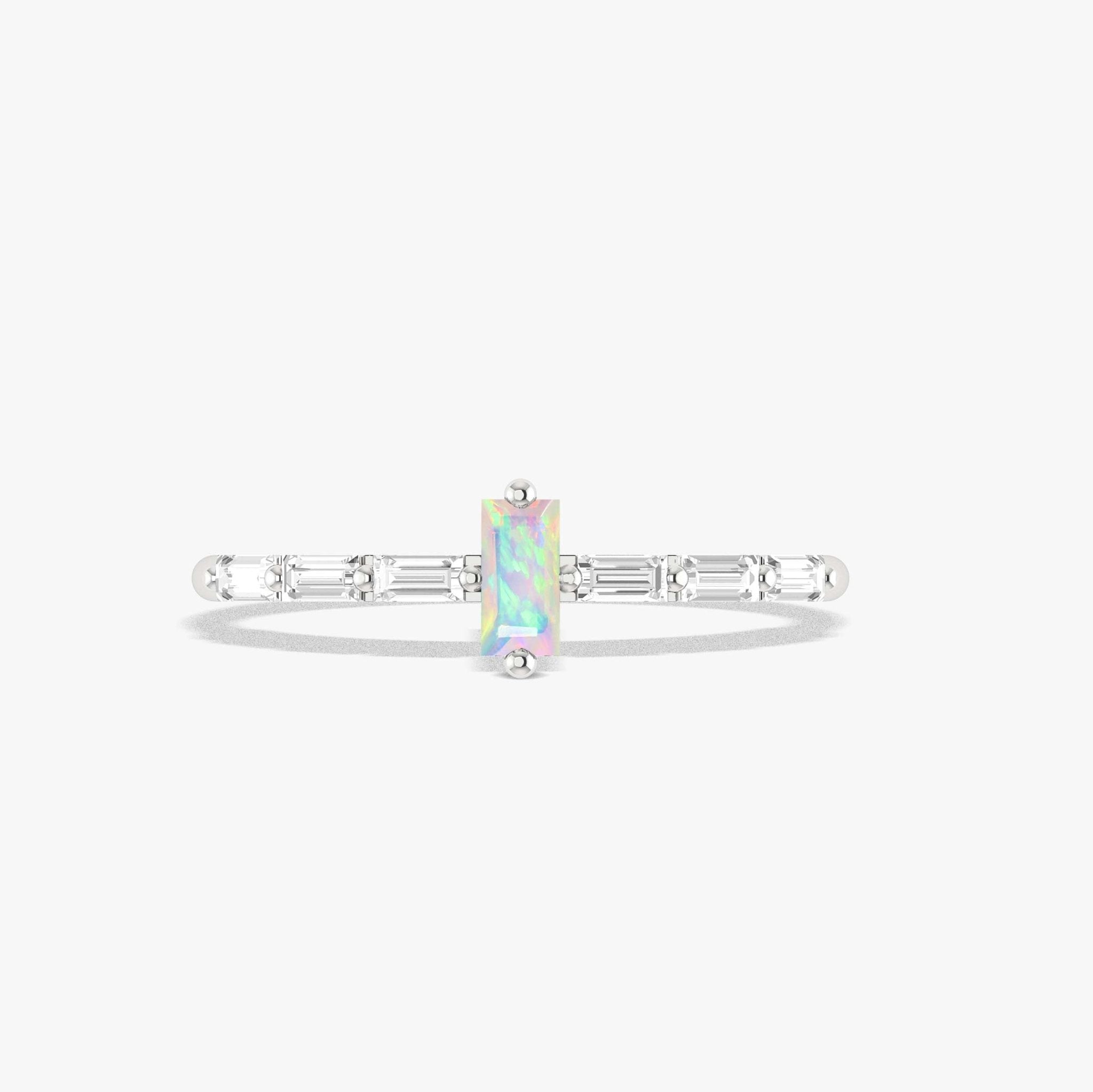 Baguette White Opal & Zircon Ring - Goodstone Jewels