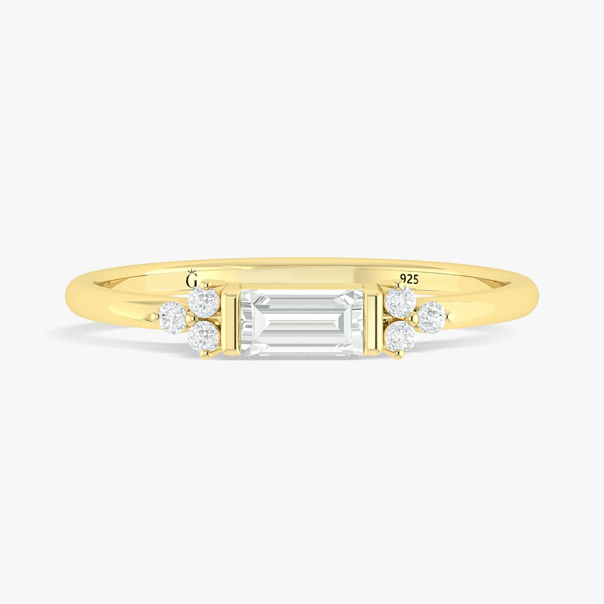 Baguette & Zircon Solitary with Round Cut Ring - Goodstone Jewels