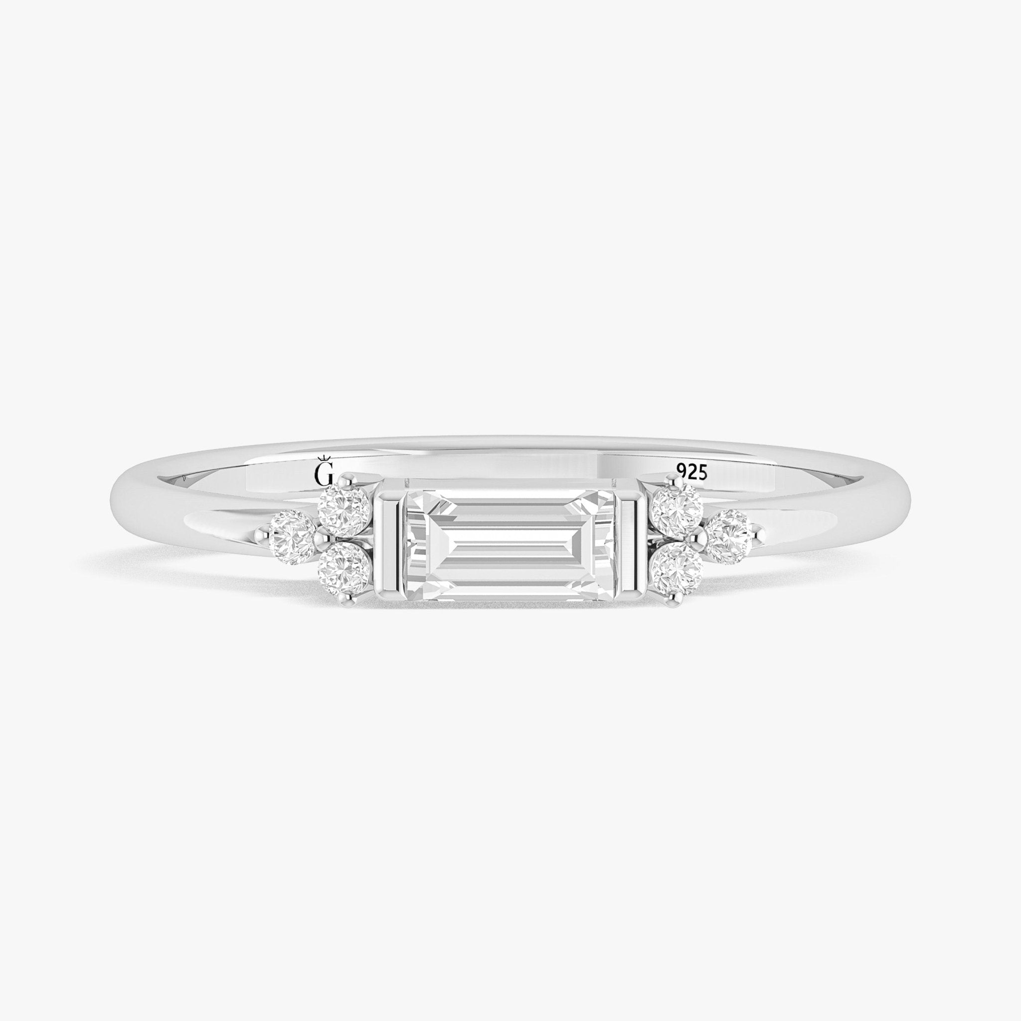 Baguette & Zircon Solitary with Round Cut Ring - Goodstone Jewels