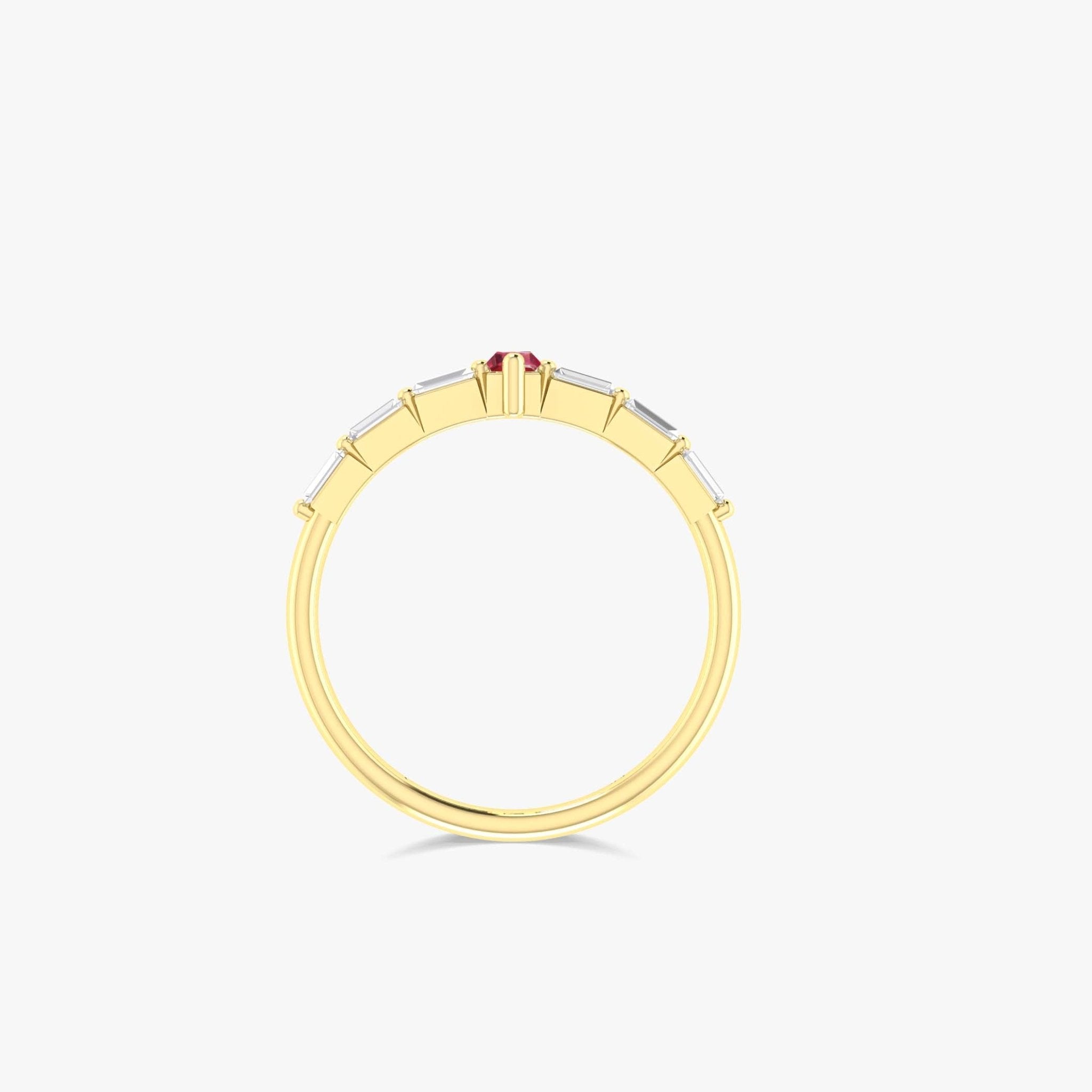 Baugette Cut Ruby and Zircons Ring - Goodstone Jewels