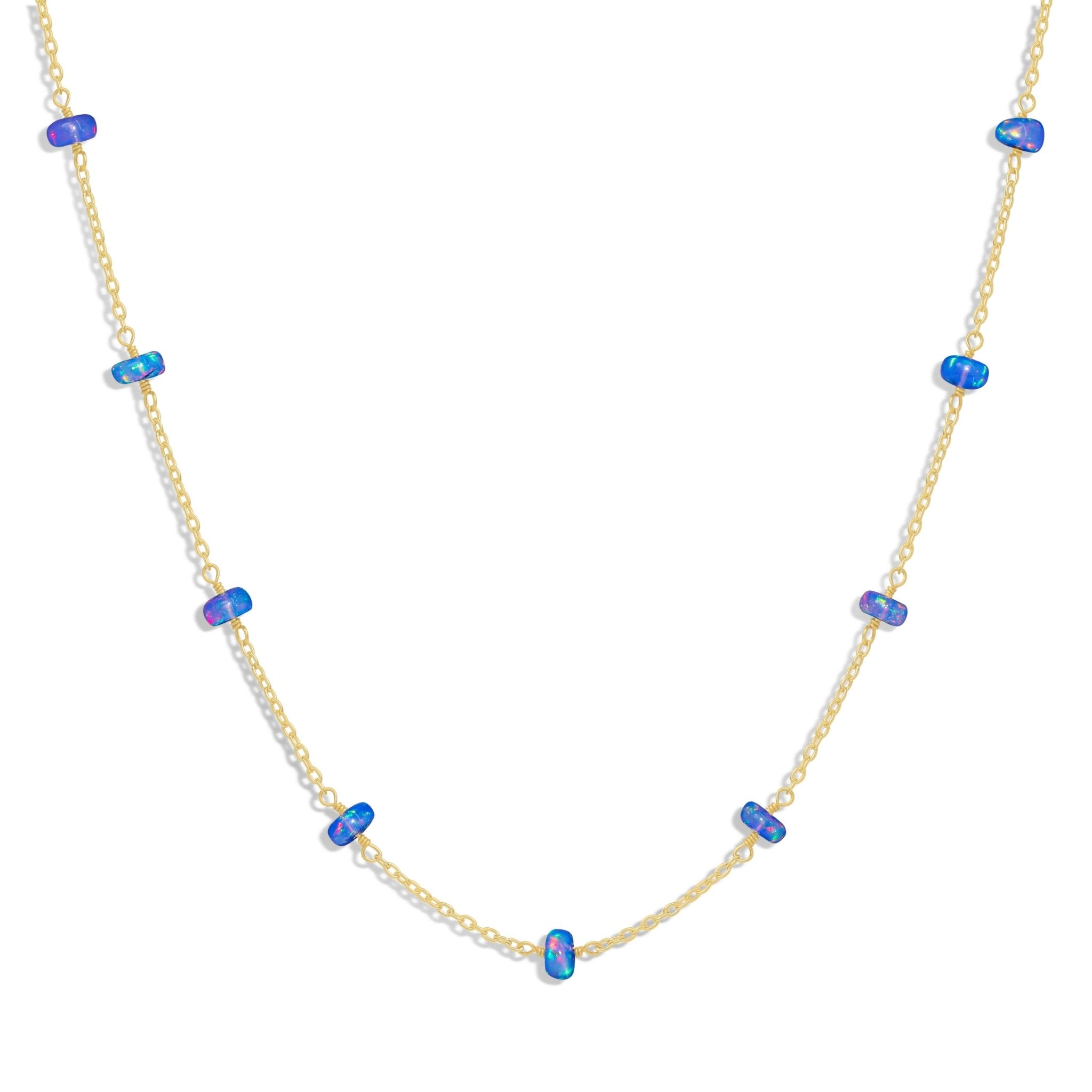 Beaded Chain Necklace for Women Natural Blue Opal - Goodstone Jewels