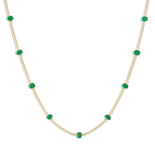 Beaded Chain Necklace for Women Natural Emerald
