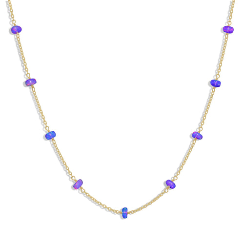 Beaded Chain Necklace for Women Natural Lavender Opal