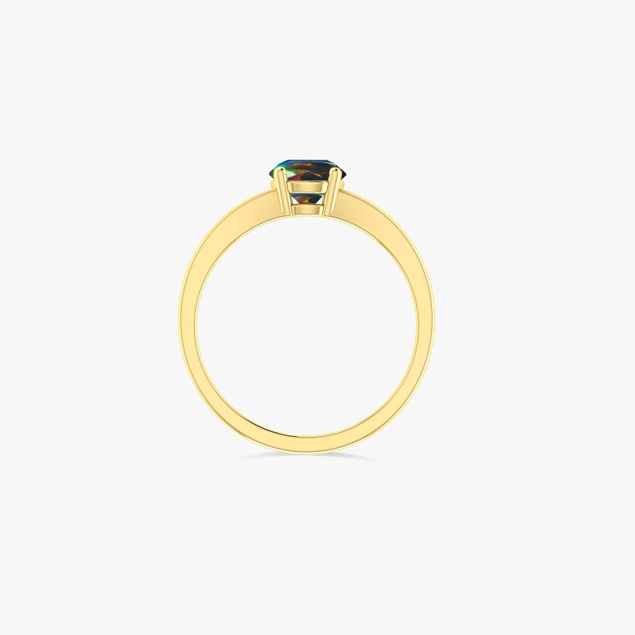 Beautiful dainty round black fire opal ring for women - Goodstone Jewels