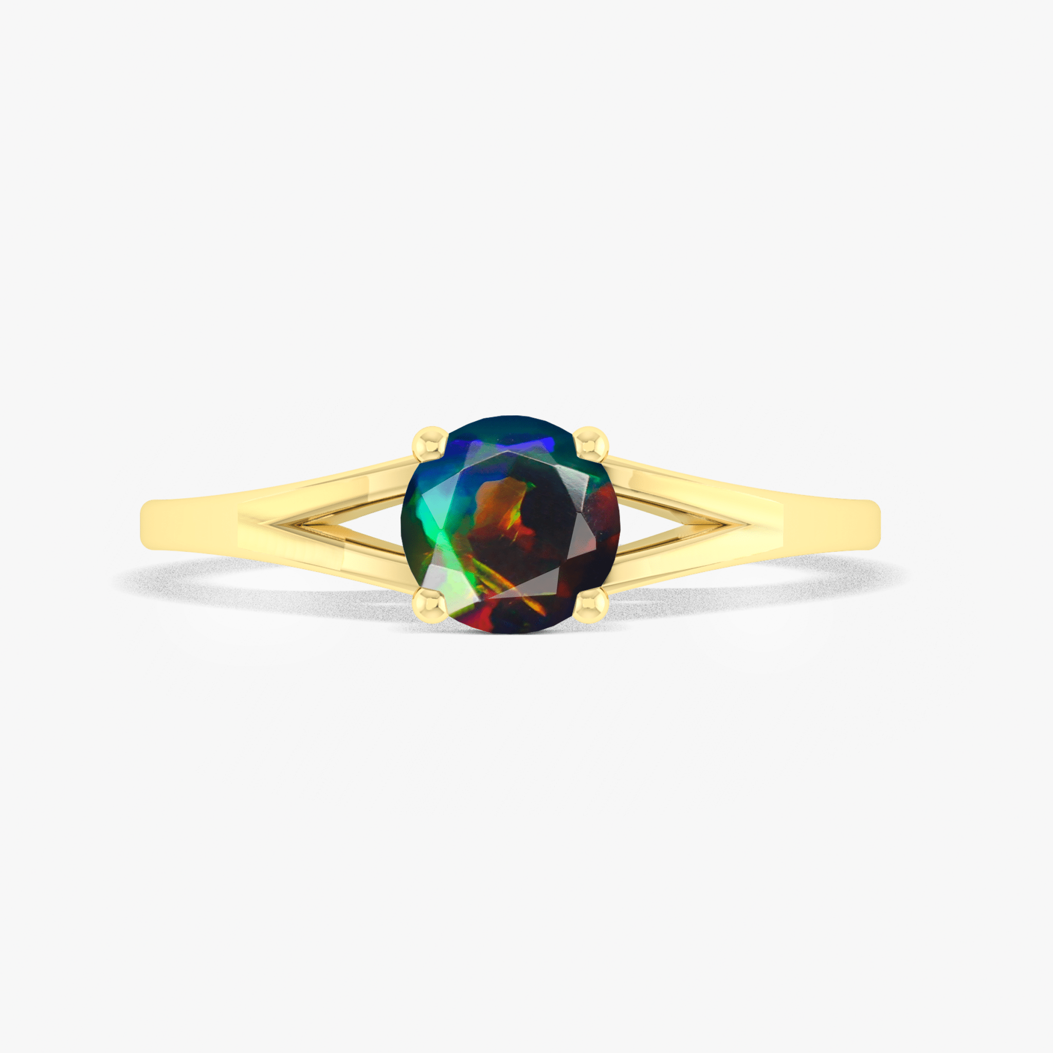 Beautiful dainty round black fire opal ring for women - Goodstone Jewels