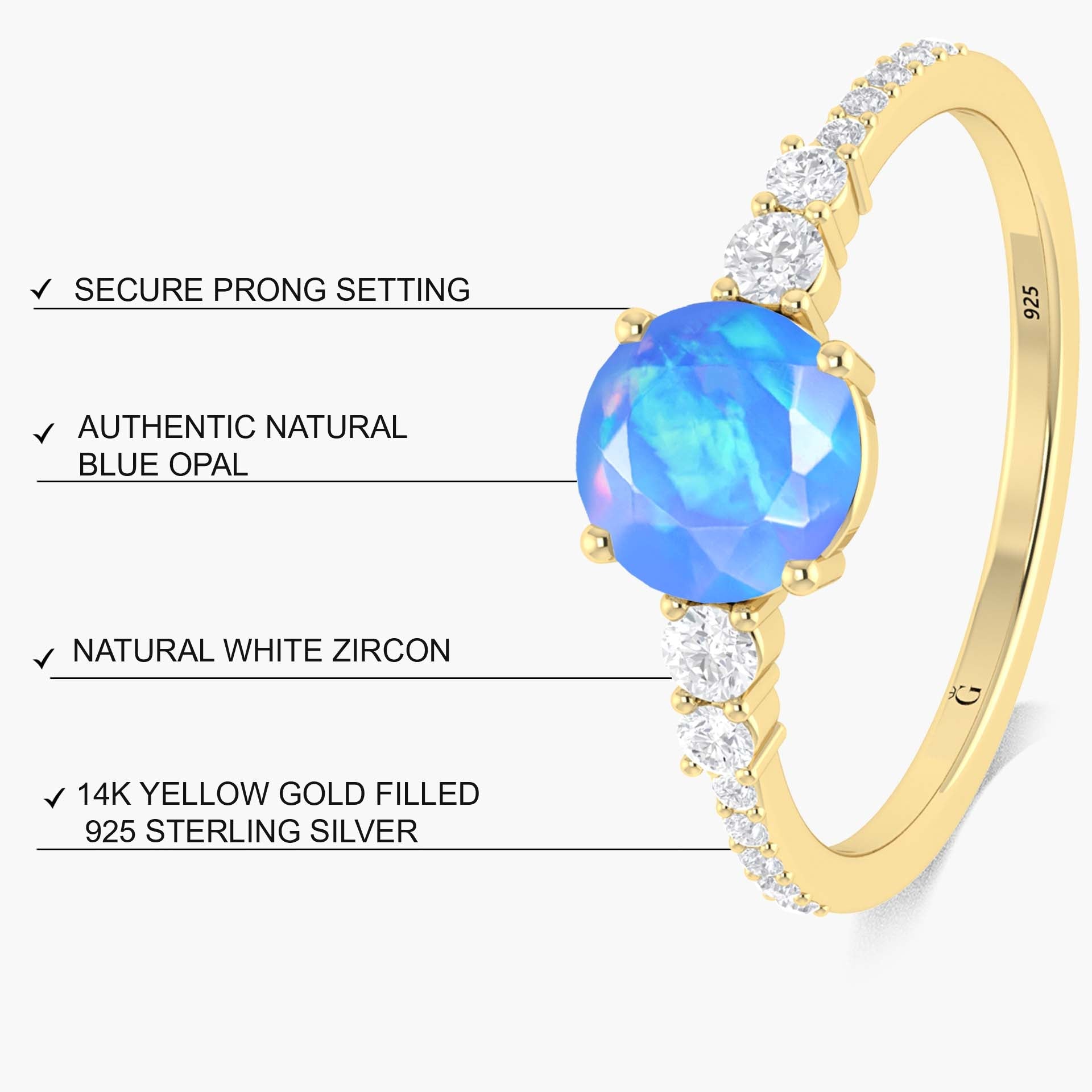 Beautiful fire round Blue Ethiopian opal Engagement ring - Goodstone Jewels