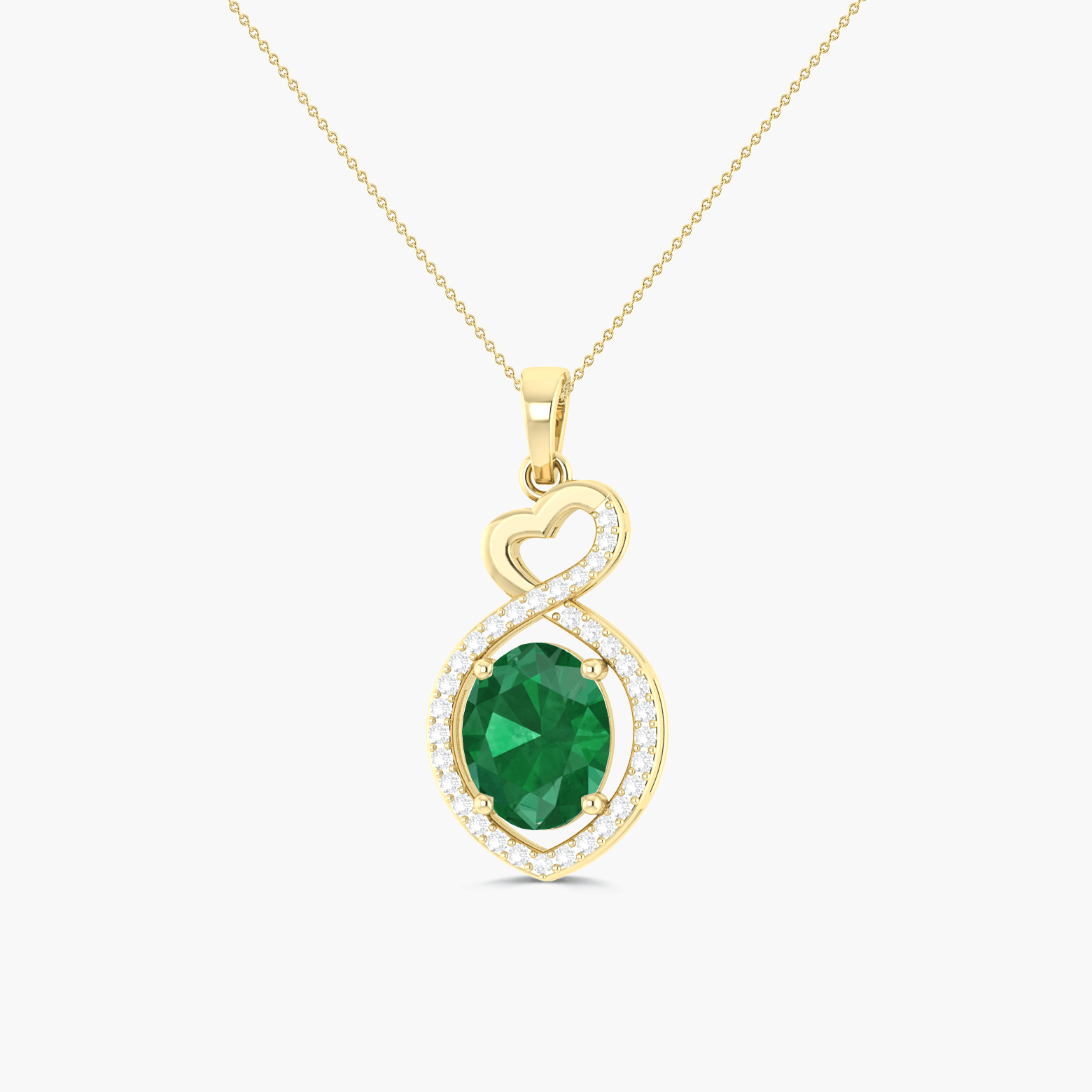 Beautiful Infinity Pendant Emerald Halo Design - Goodstone Jewels