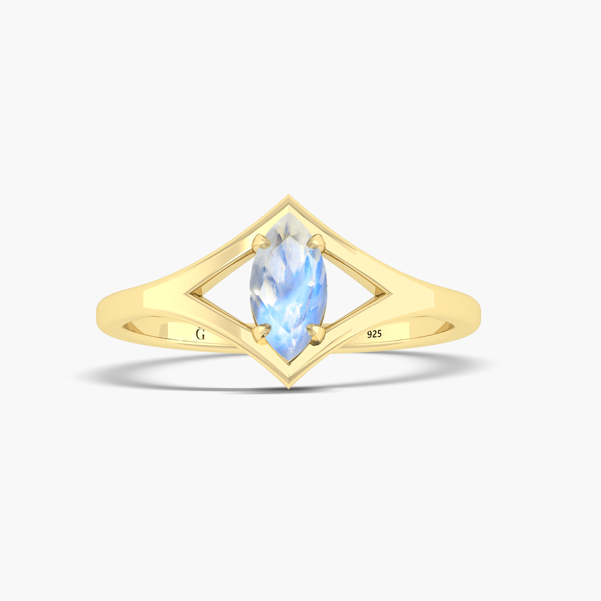 Beautiful Marquise Shape White rainbow moonstone Ring - Goodstone Jewels
