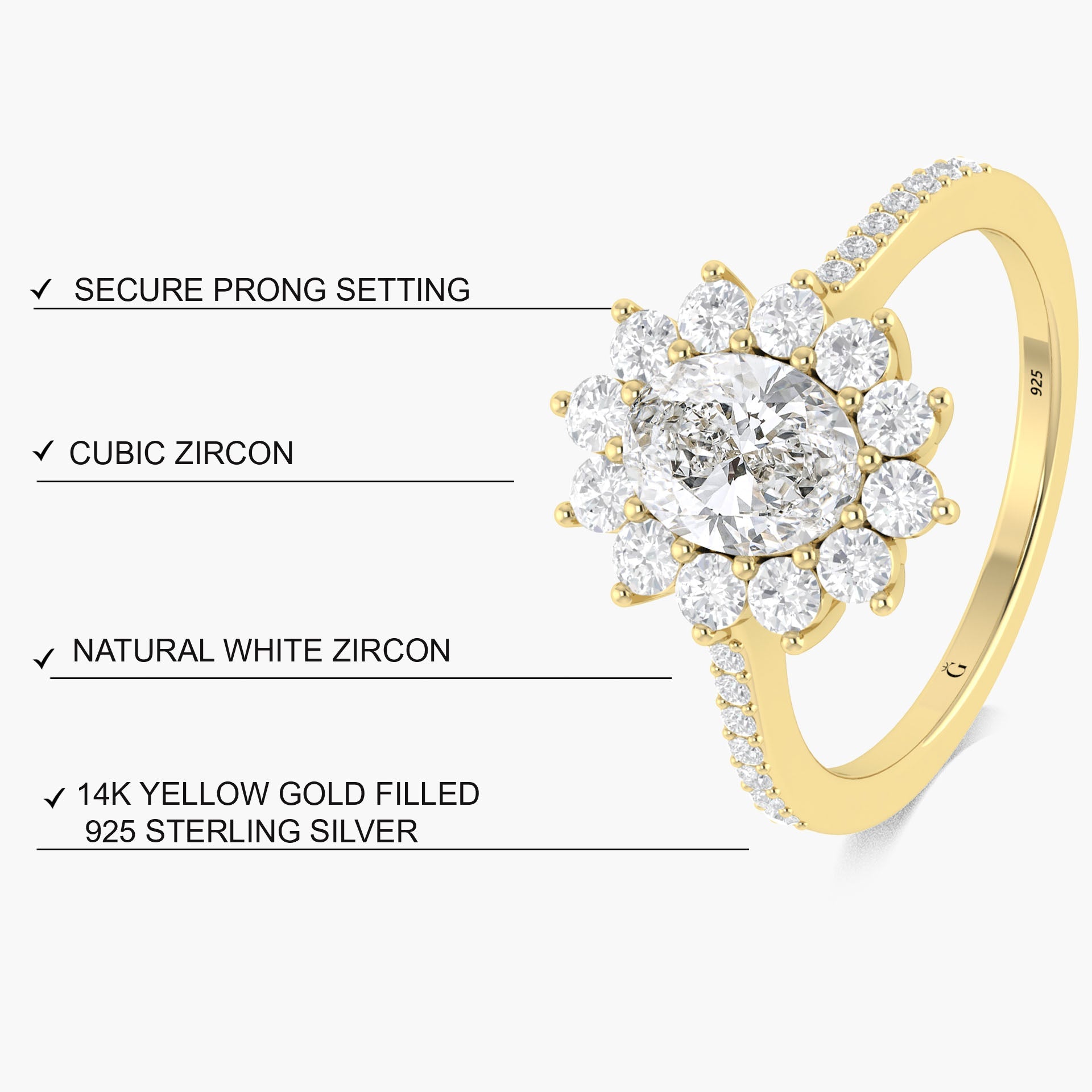 Beautiful sparkle Oval Cubic Zirconia unique design ring - Goodstone Jewels
