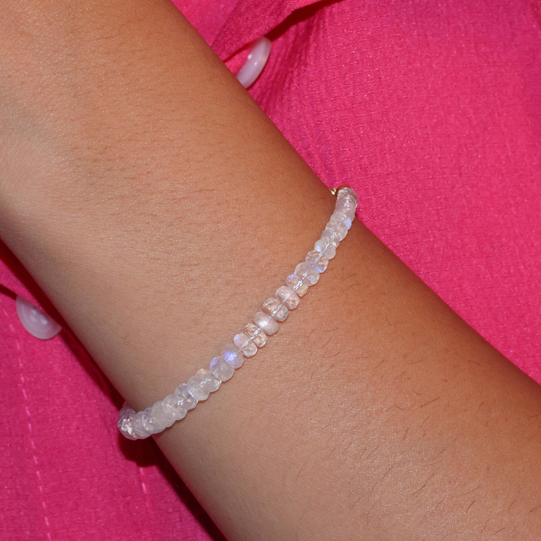Beautiful white moonstone faceted beaded bracelet - Goodstone Jewels