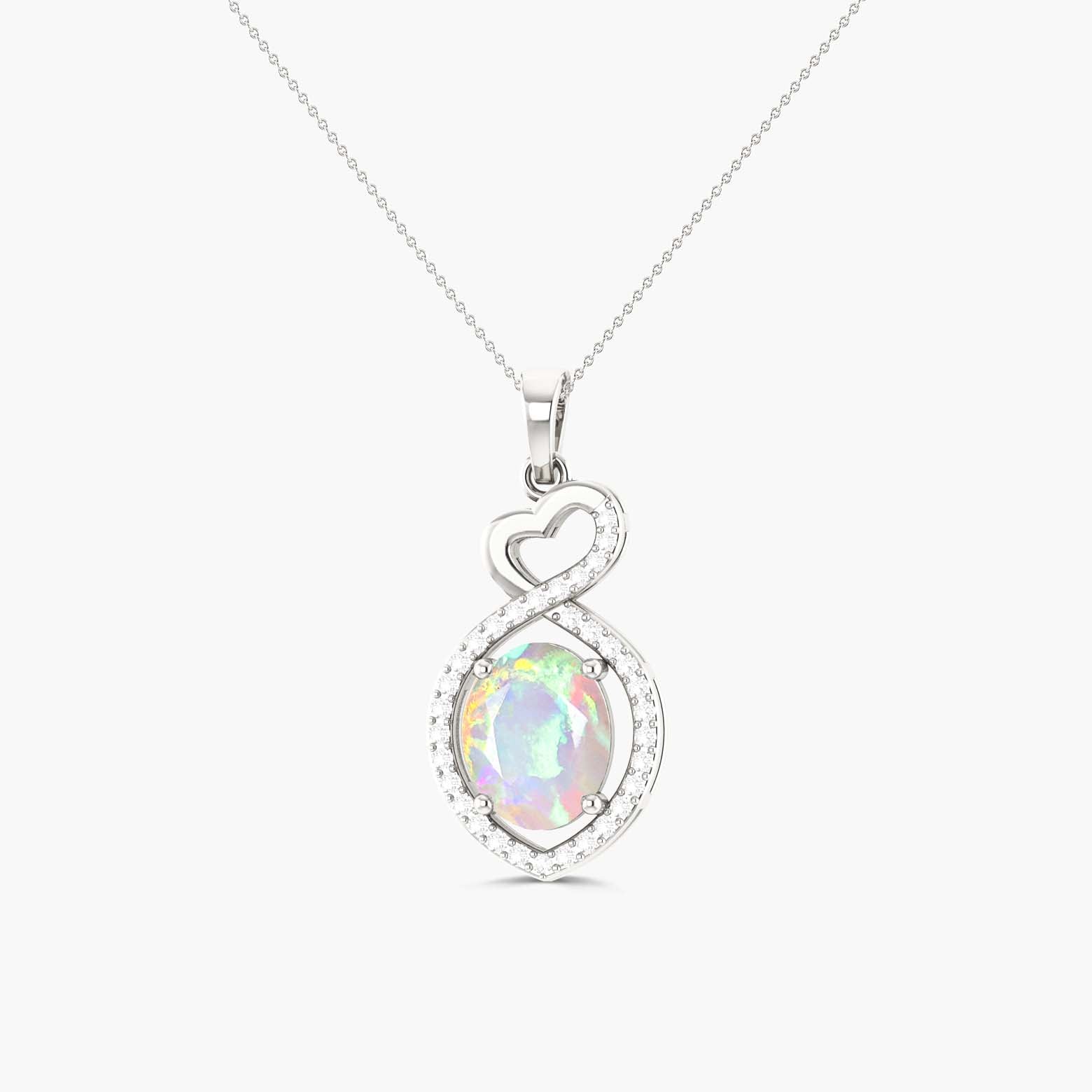 Beautiful White Opal Pendant Infinity Desgin - Goodstone Jewels