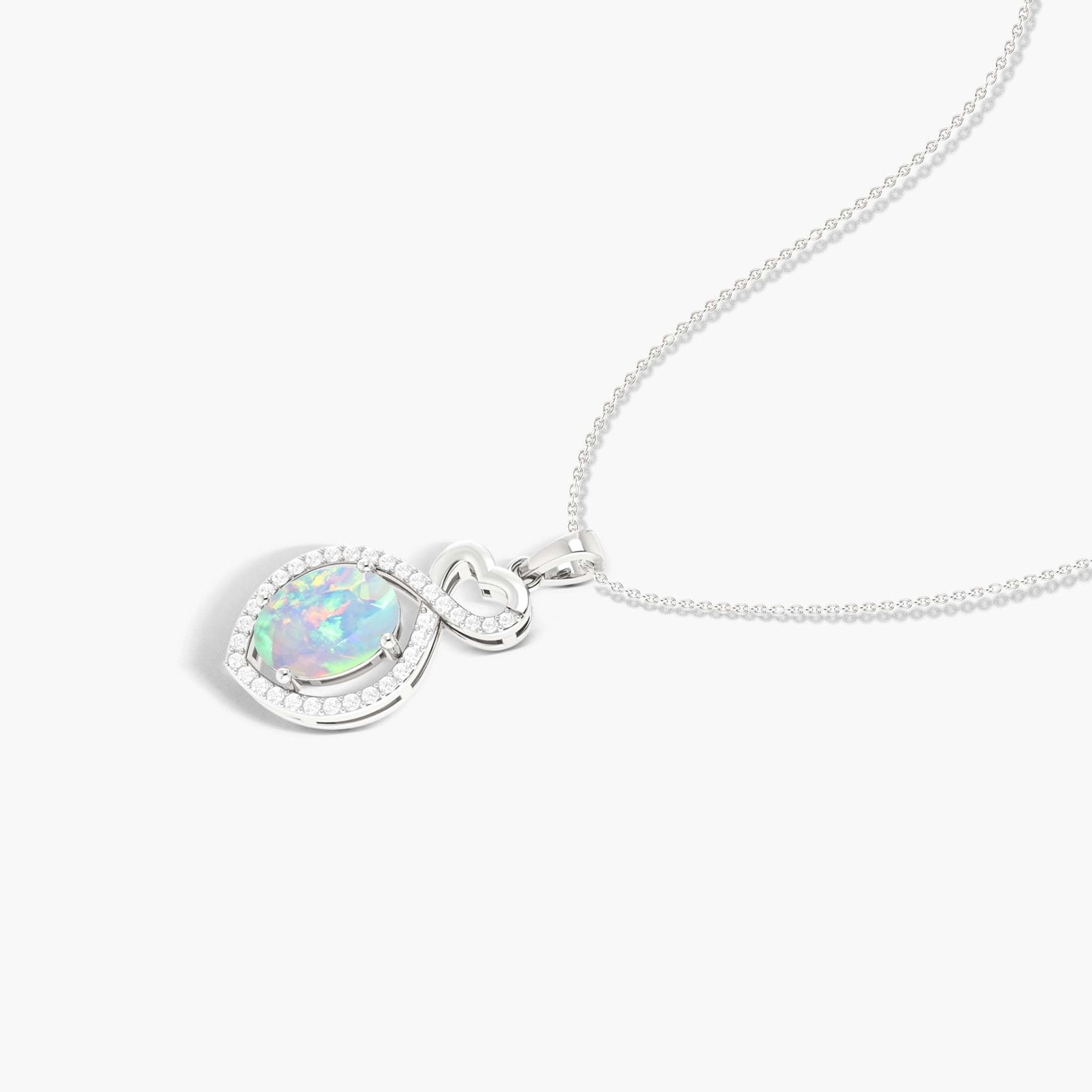 Beautiful White Opal Pendant Infinity Desgin - Goodstone Jewels