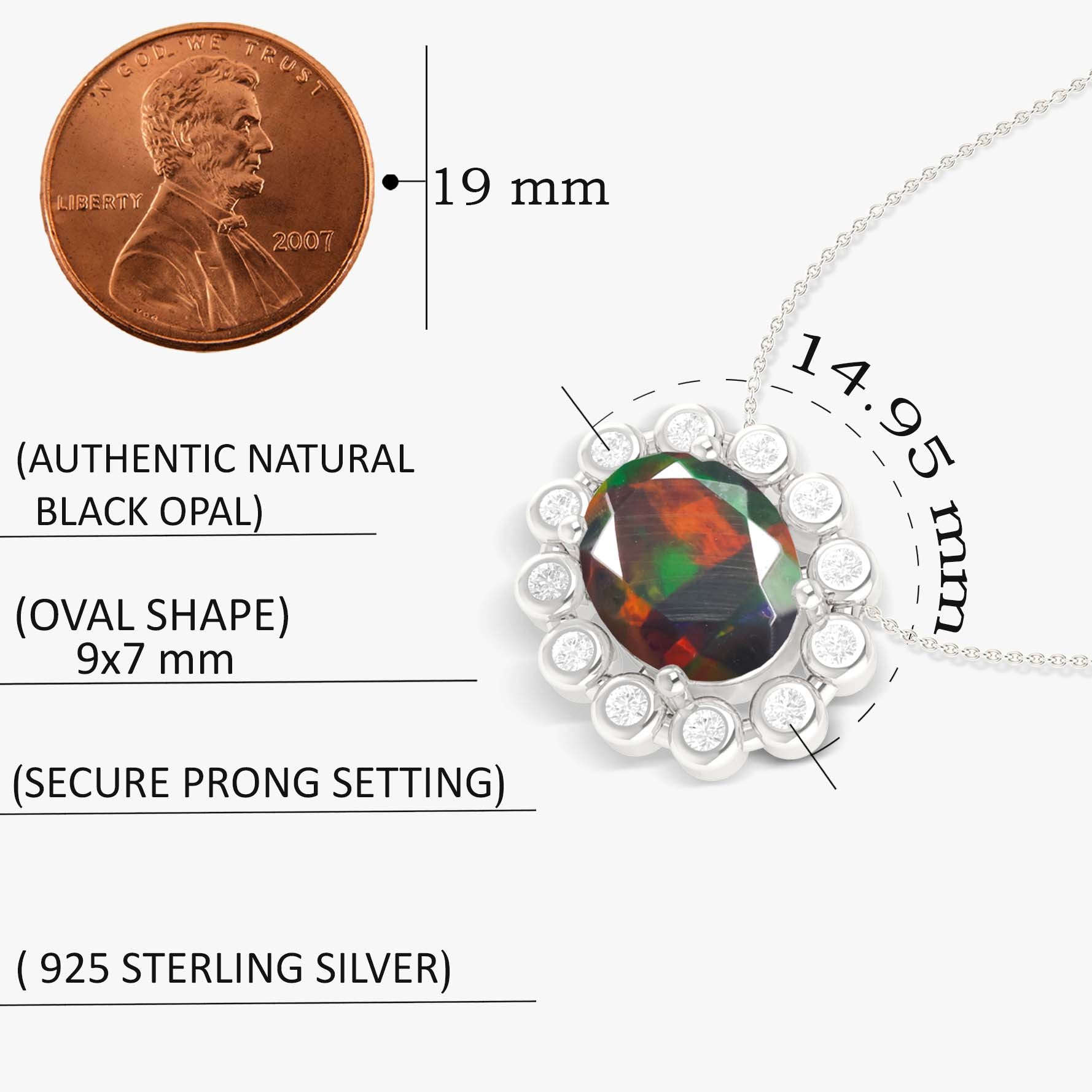 Bezel - Set Zircon Oval Black Opal Solitaire Pendant - Goodstone Jewels