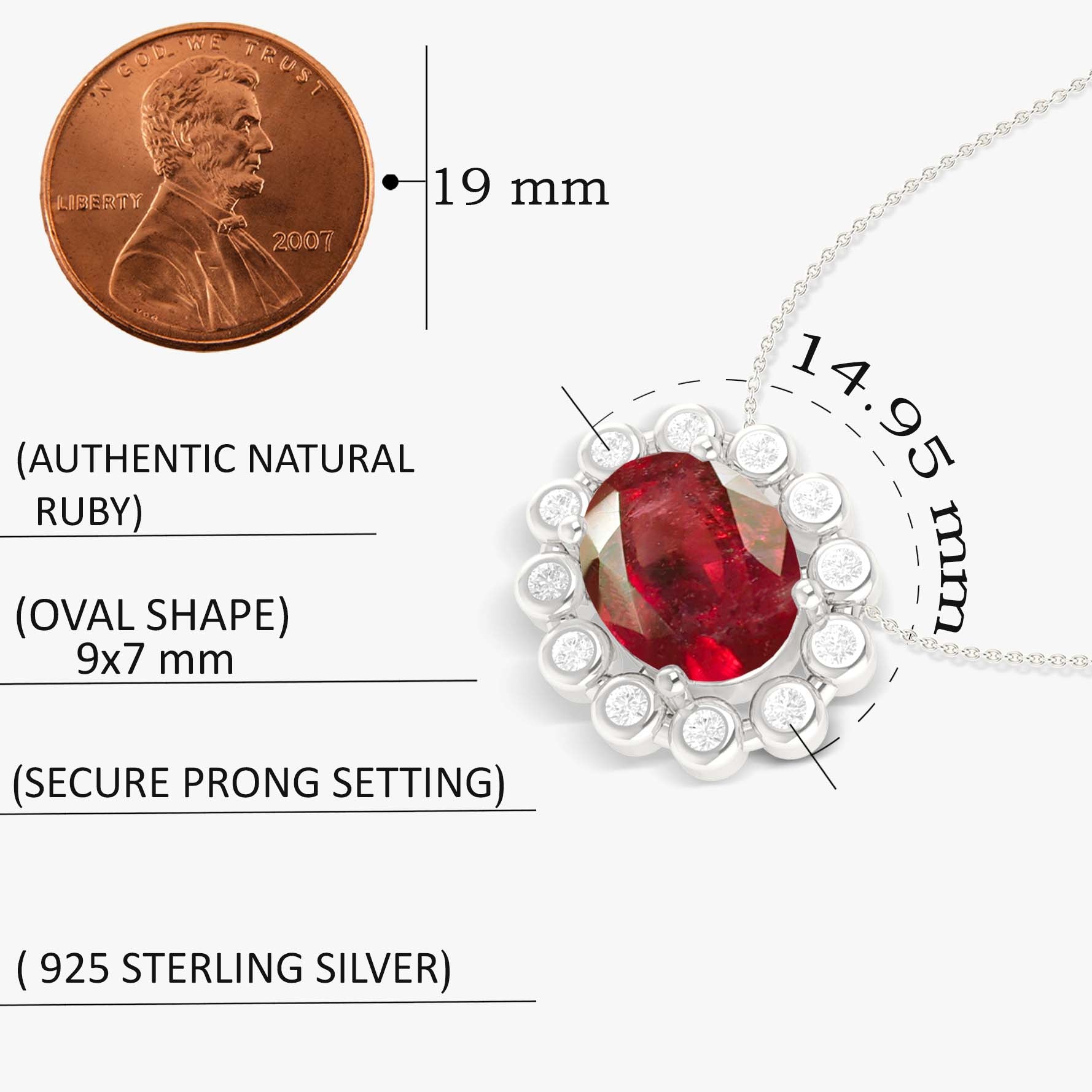 Bezel - Set Zircons Framing an Oval Ruby Pendant - Goodstone Jewels