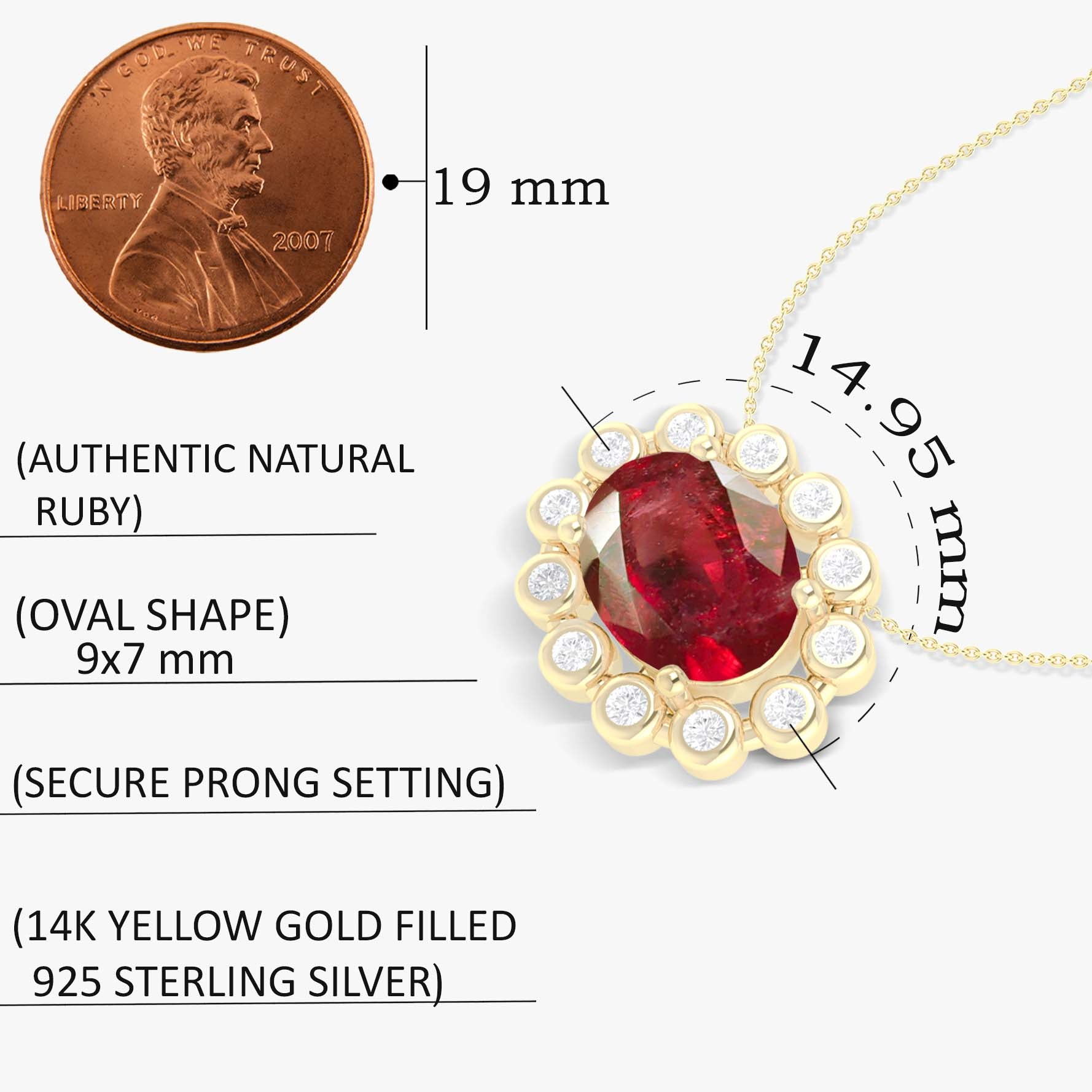 Bezel - Set Zircons Framing an Oval Ruby Pendant - Goodstone Jewels
