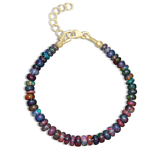 Big Size smooth black fire opal beaded bracelet