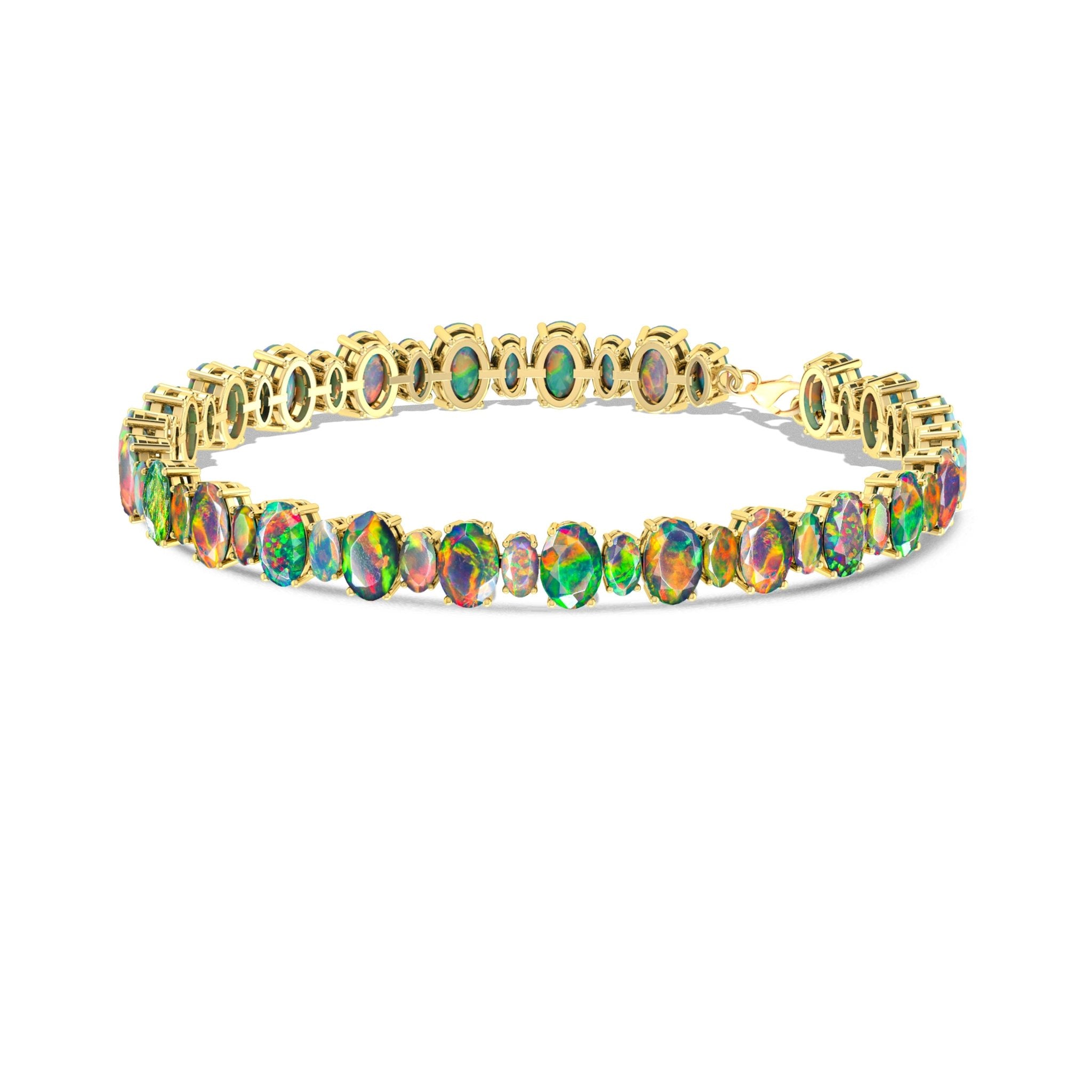 Black Fire Opal Oval Shape Gemstone Bracelet - Goodstone Jewels