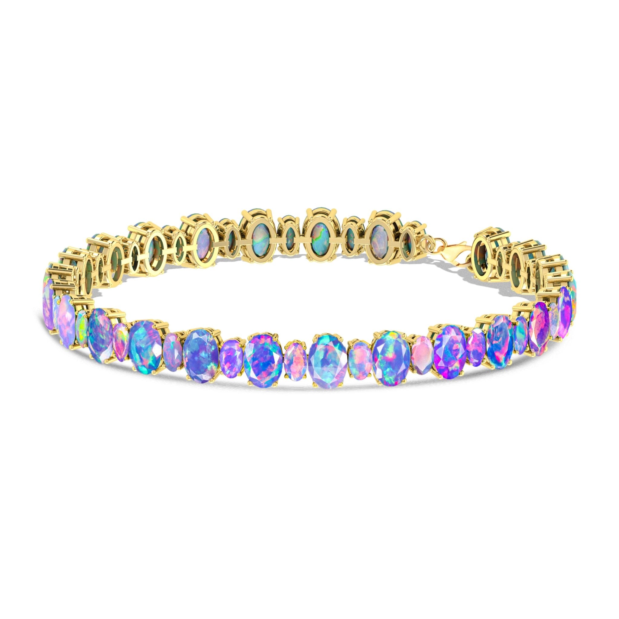 Black Fire Opal Oval Shape Gemstone Bracelet - Goodstone Jewels