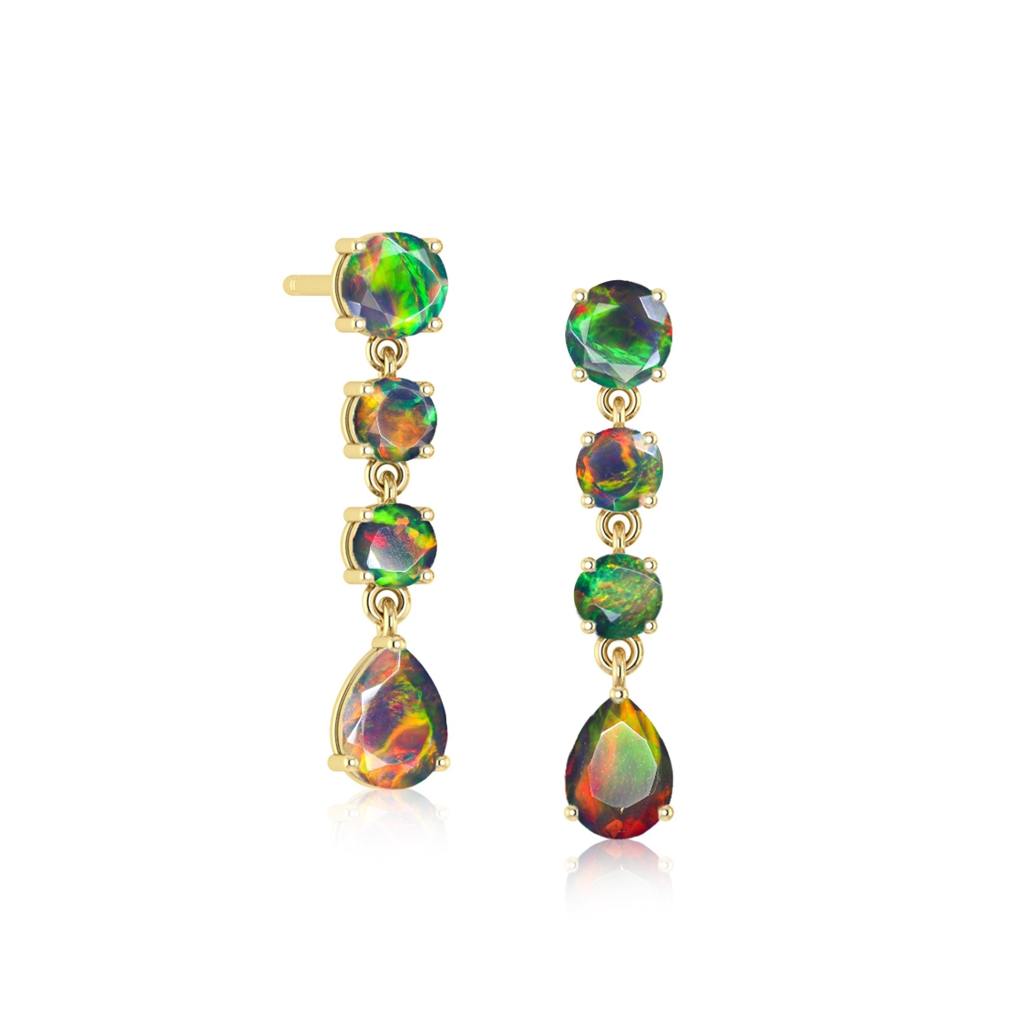 Black Fire Opal Stone Stud Earring - Goodstone Jewels