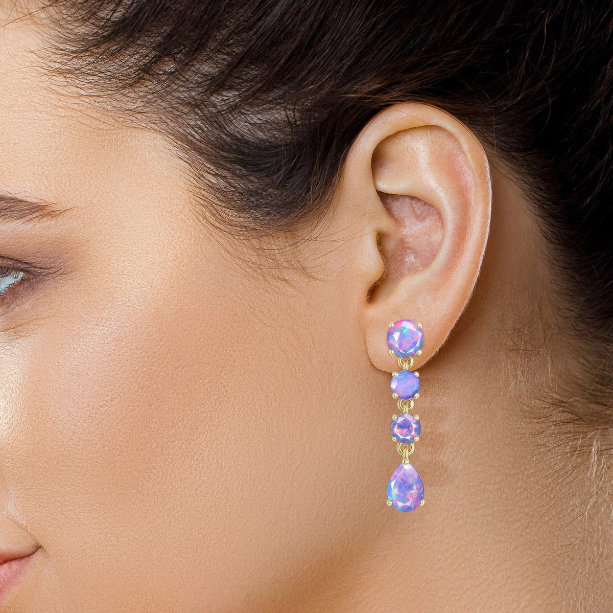 Black Fire Opal Stone Stud Earring - Goodstone Jewels