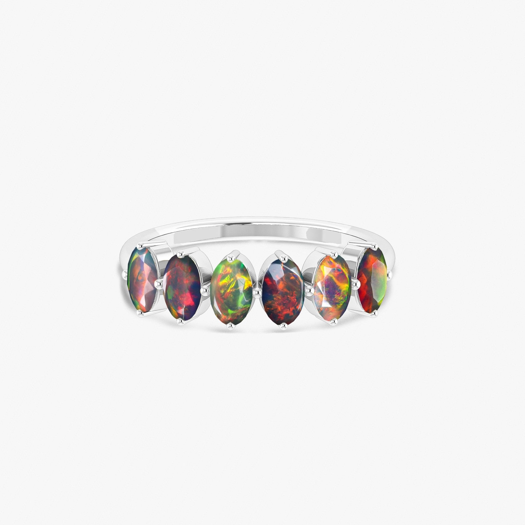 Black Fire Oval Shape Opal Gemstone Ring - Goodstone Jewels