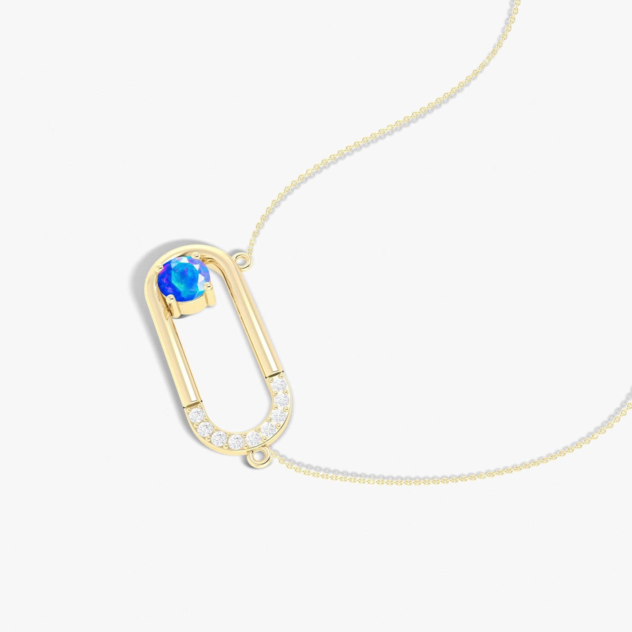 Black fire Round Ethiopian opal pendant necklace - Goodstone Jewels