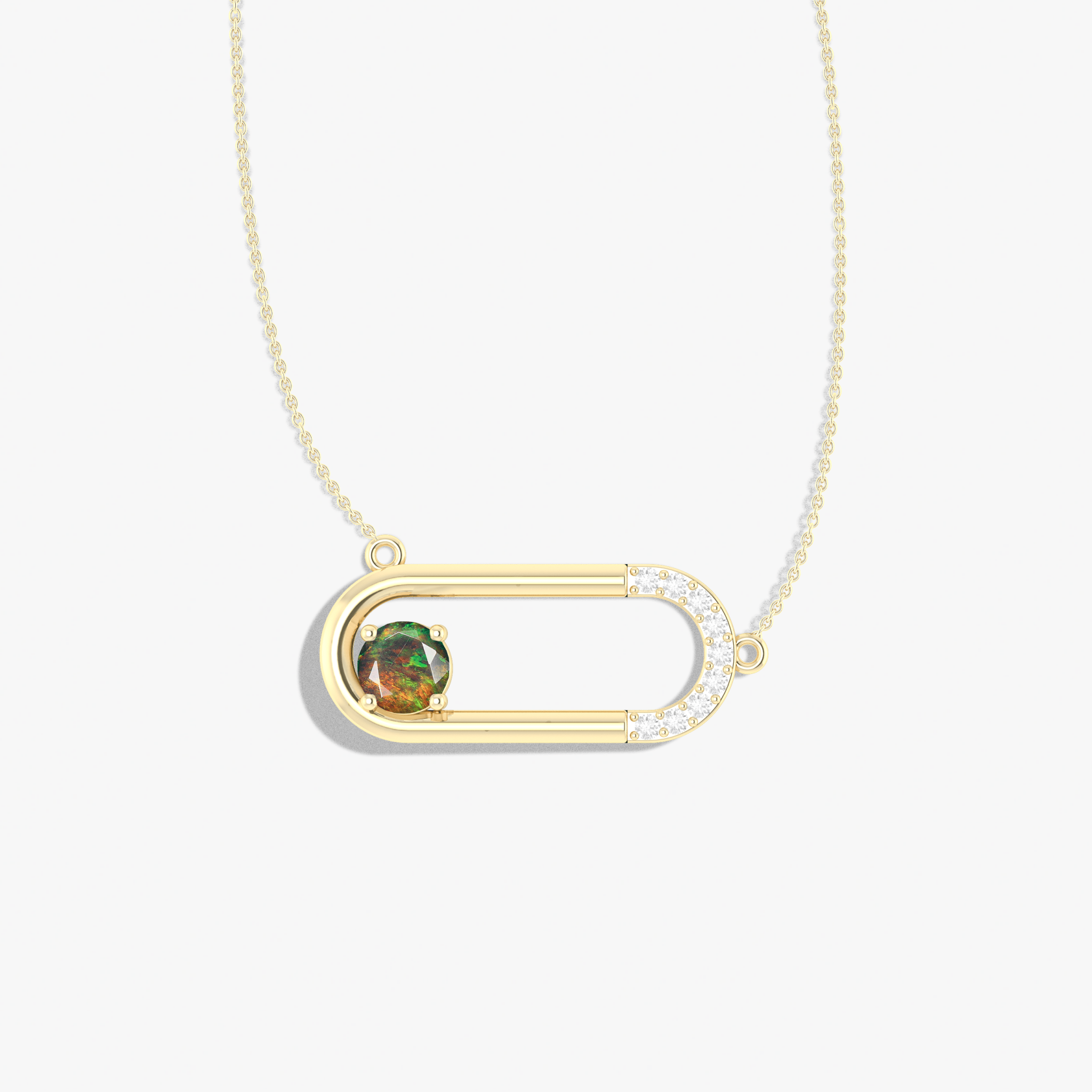 Black fire Round Ethiopian opal pendant necklace - Goodstone Jewels