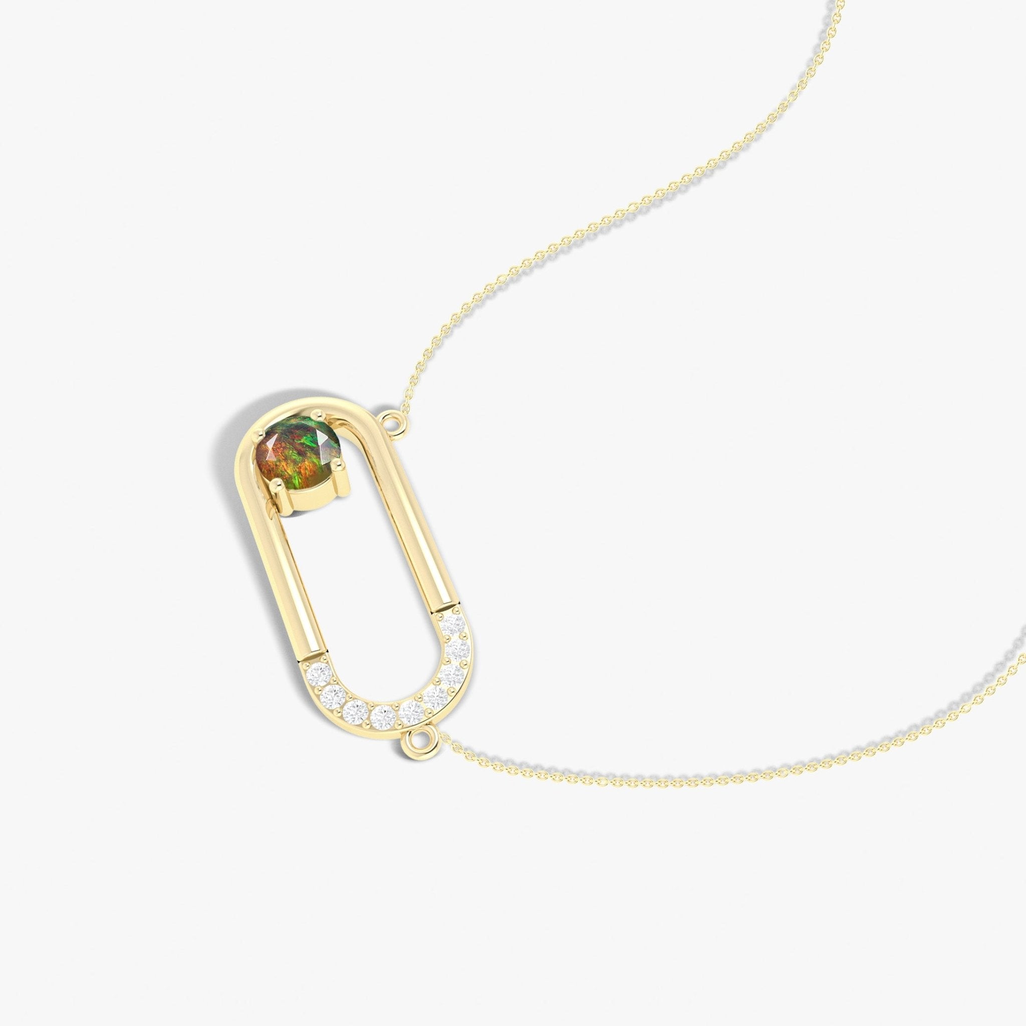 Black fire Round Ethiopian opal pendant necklace - Goodstone Jewels